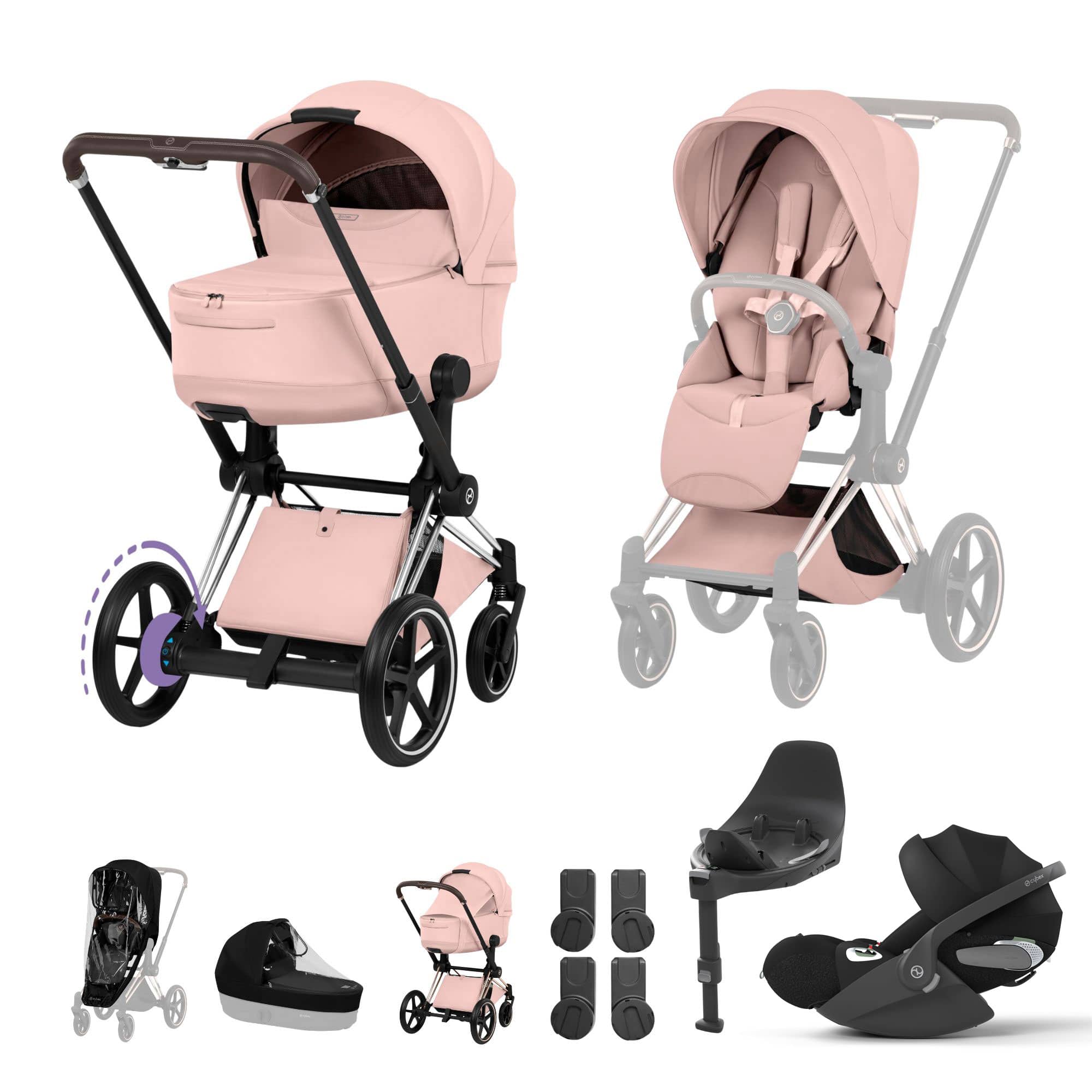 Cybex ePriam Ultimate  Bundle - Style Collection in Peach Pink Travel Systems