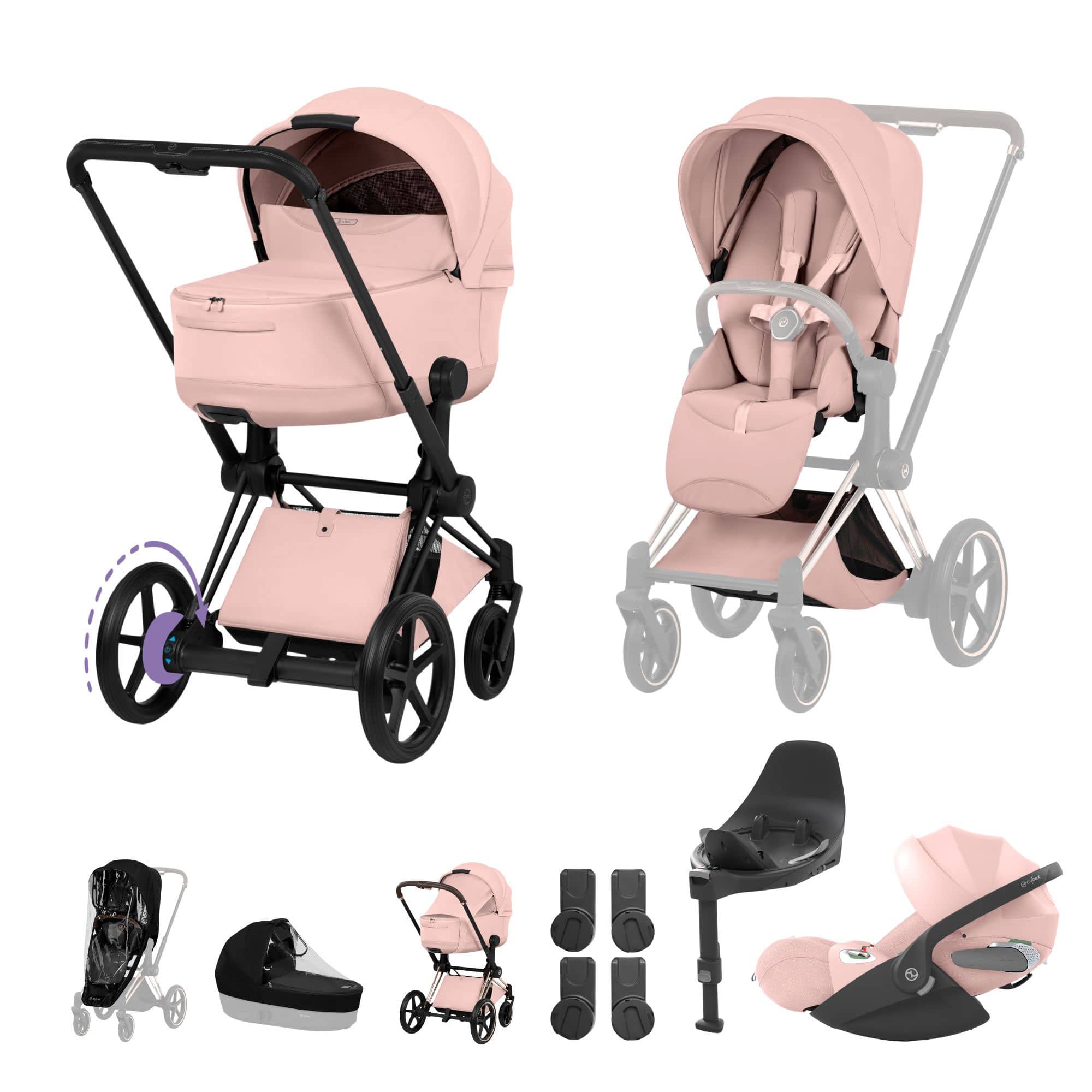 Cybex ePriam Ultimate  Bundle - Style Collection in Peach Pink Travel Systems