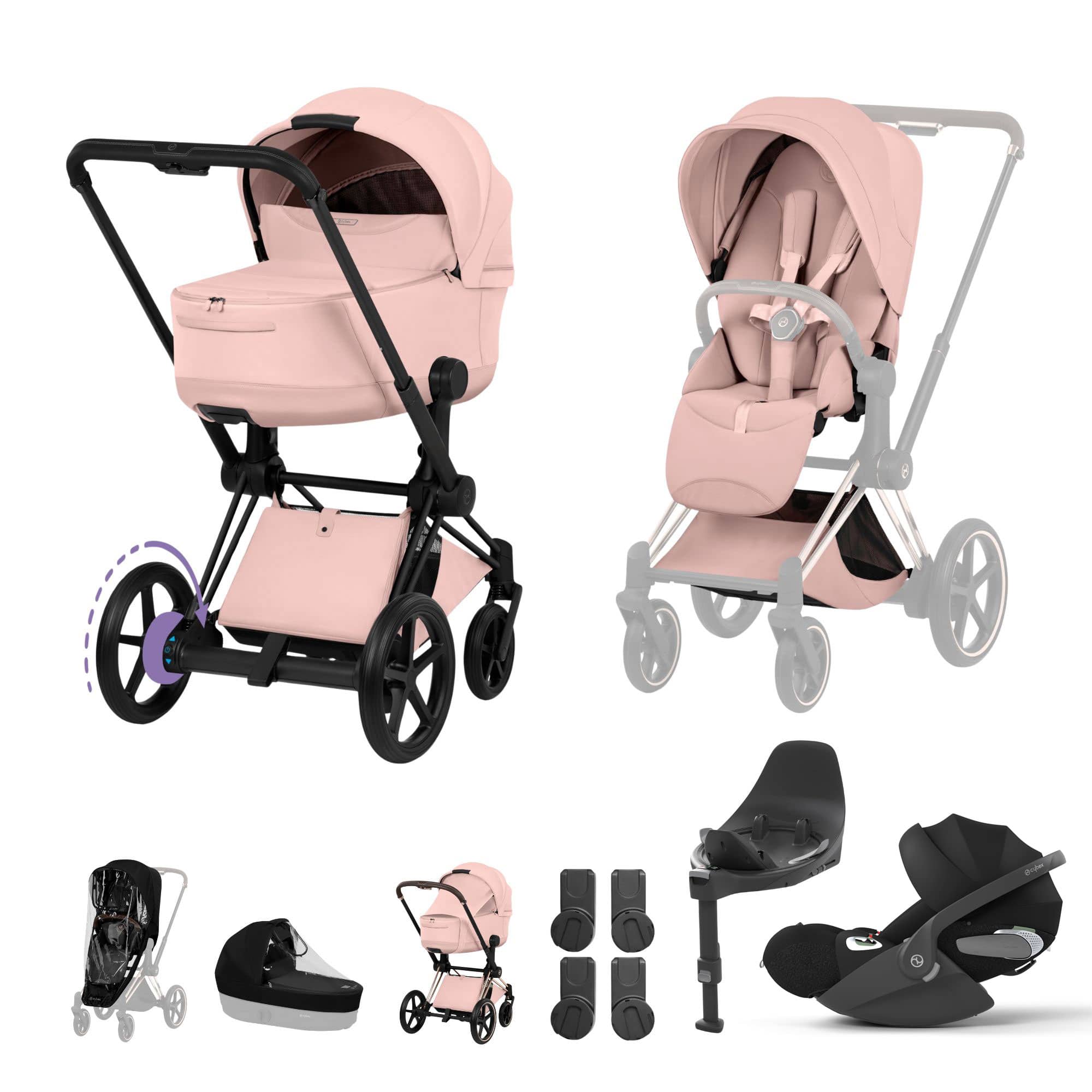 Cybex ePriam Ultimate  Bundle - Style Collection in Peach Pink Travel Systems