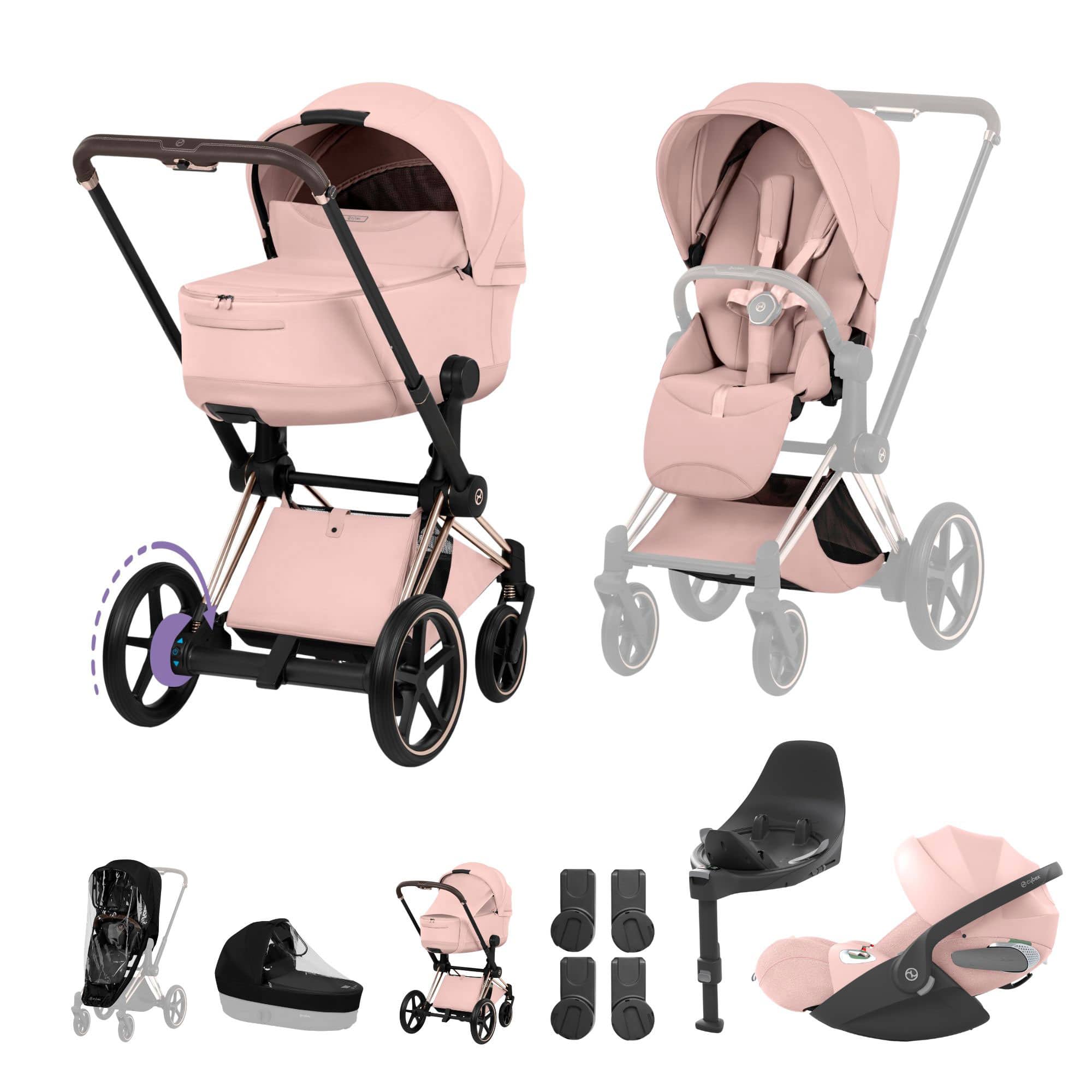 Cybex ePriam Ultimate  Bundle - Style Collection in Peach Pink Travel Systems