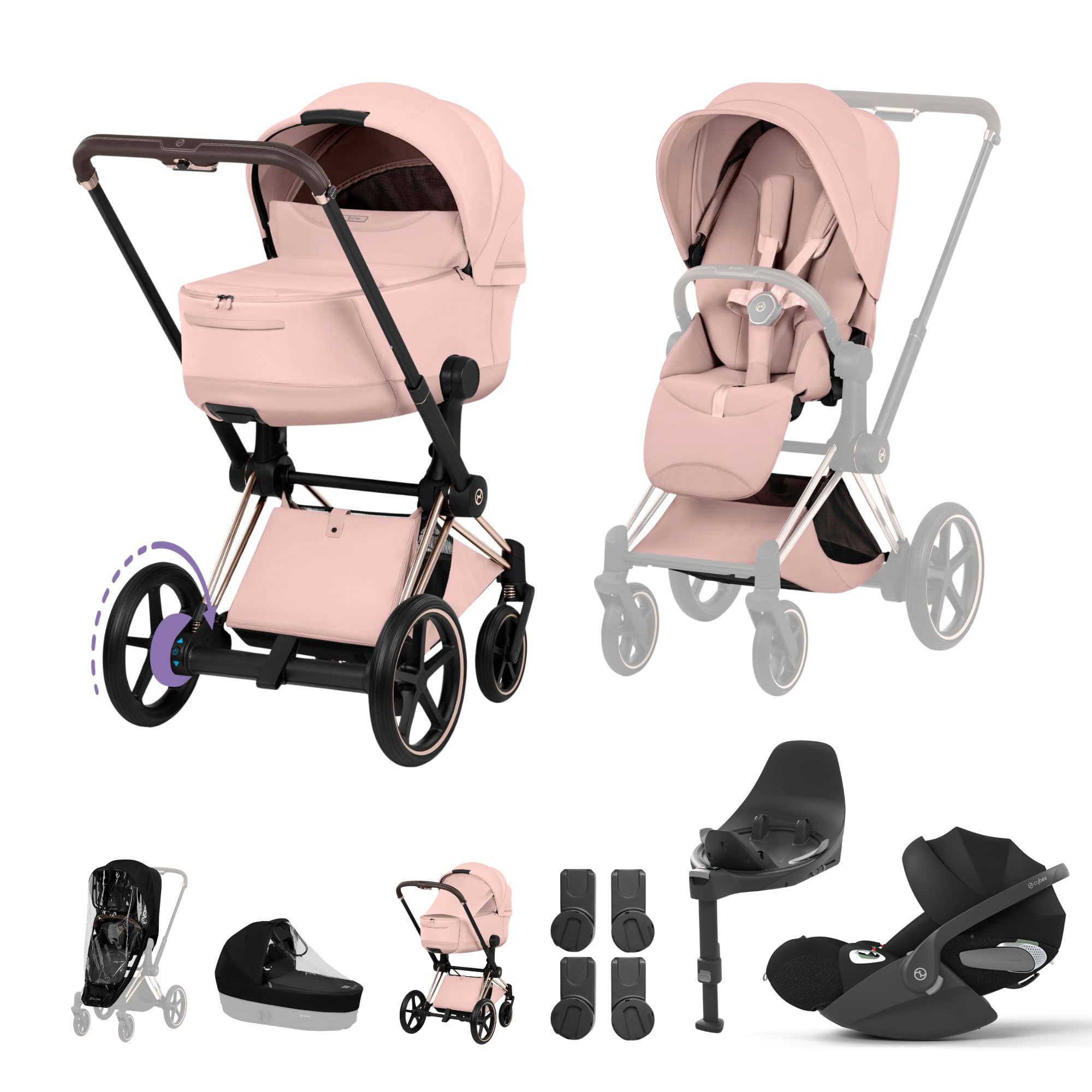 Cybex ePriam Ultimate  Bundle - Style Collection in Peach Pink Travel Systems