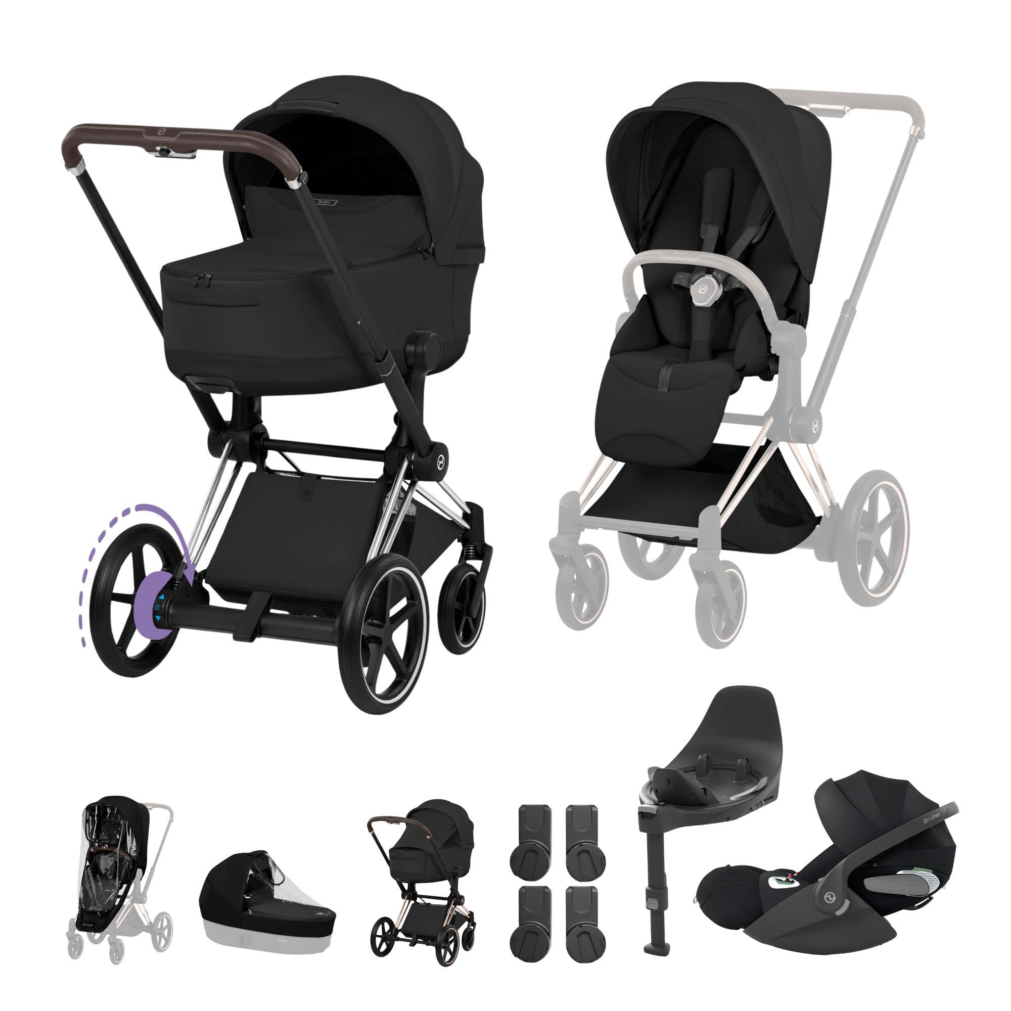 Cybex ePriam Ultimate Bundle - Style Collection in Sepia Black Travel Systems 21894-CB-BLK-1 4063846550920