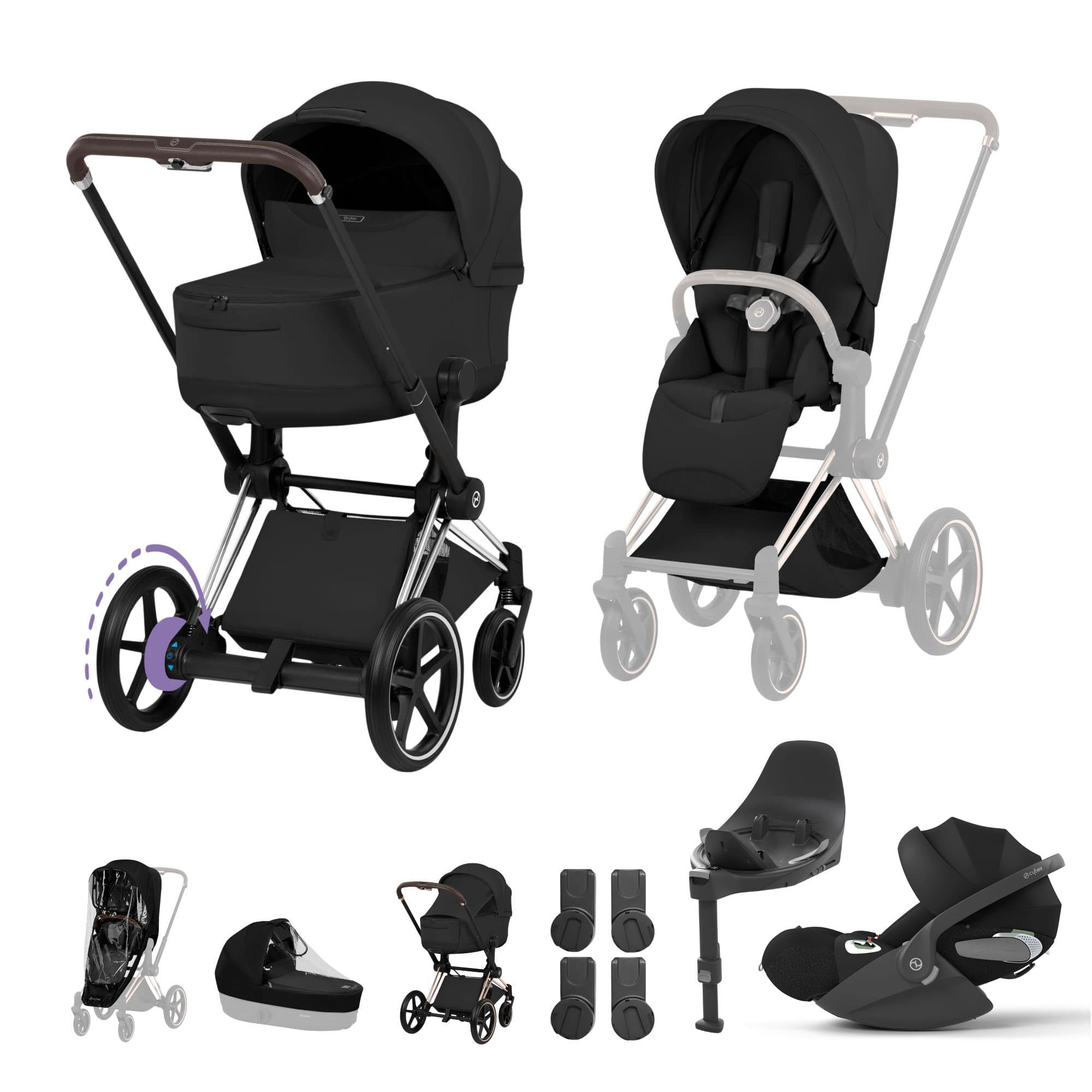 Cybex ePriam Ultimate Bundle - Style Collection in Sepia Black Travel Systems 21894-CB-BLK 4063846550920
