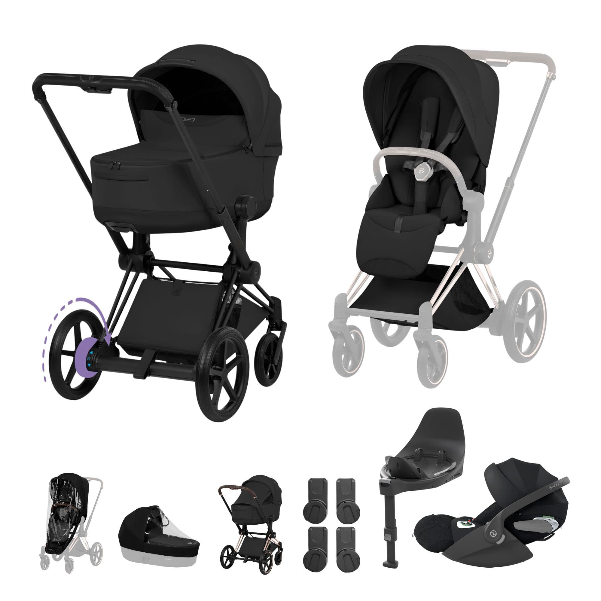 Cybex ePriam Ultimate Bundle - Style Collection in Sepia Black Travel Systems 21894-MB-BLK-1 4063846550920