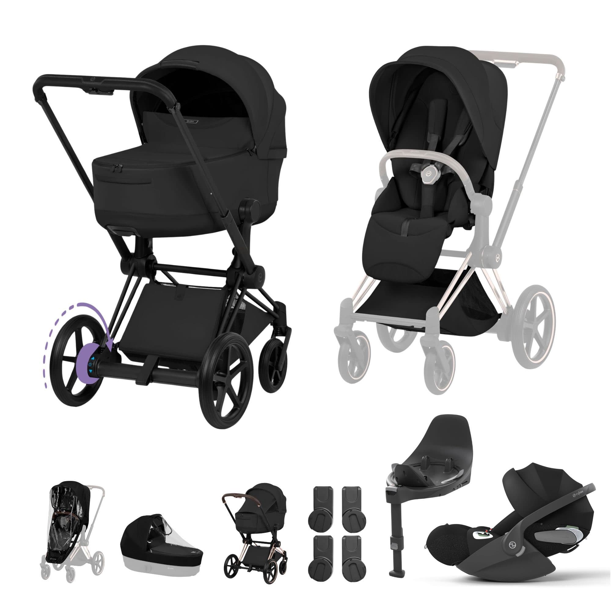 Cybex ePriam Ultimate Bundle - Style Collection in Sepia Black Travel Systems 21894-MB-BLK 4063846550920