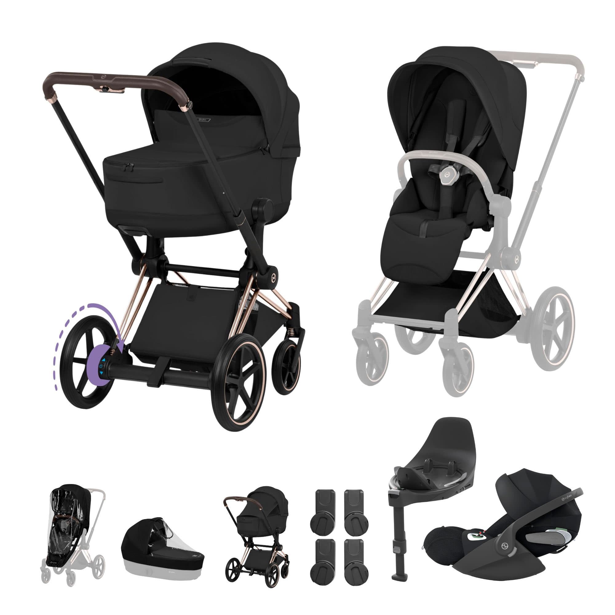 Cybex ePriam Ultimate Bundle - Style Collection in Sepia Black Travel Systems 21894-RG-BLK-1 4063846550920