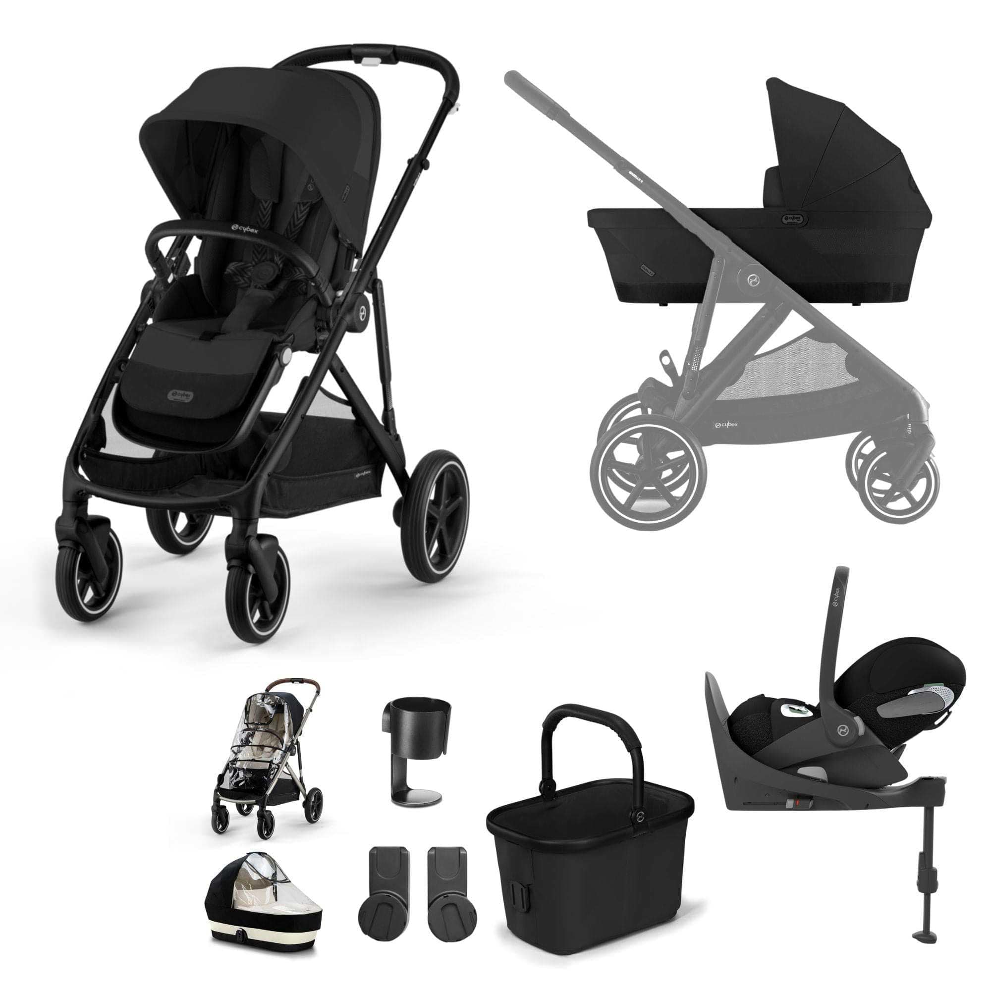 Cybex Gazelle S Luxury Bundle in Black/Moon Black Travel Systems 12774-BLK-MOO-BLK-1 4063846324859