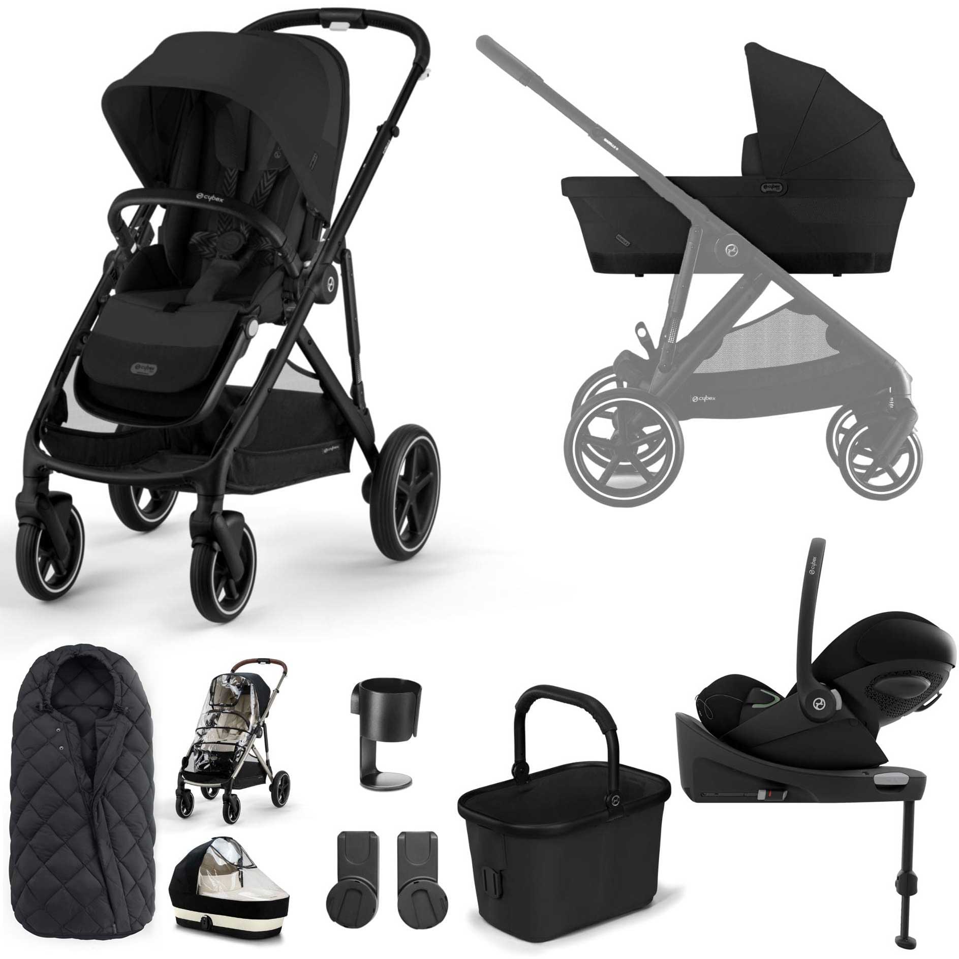 Cybex Gazelle S Luxury Bundle in Black/Moon Black Travel Systems