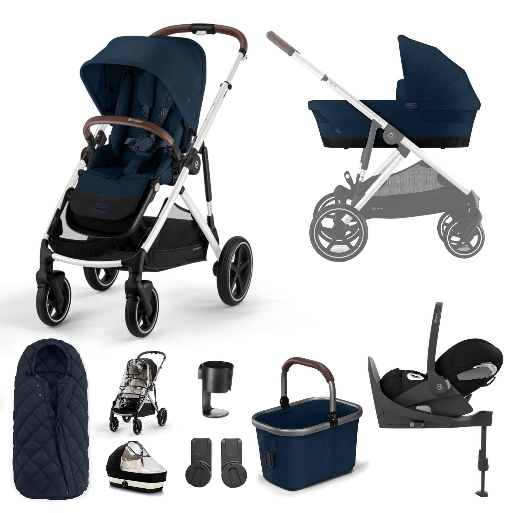 Cybex Gazelle S Luxury Bundle in Silver/Ocean Blue Travel Systems 12775-SLV-OCE-BLU 4063846324873