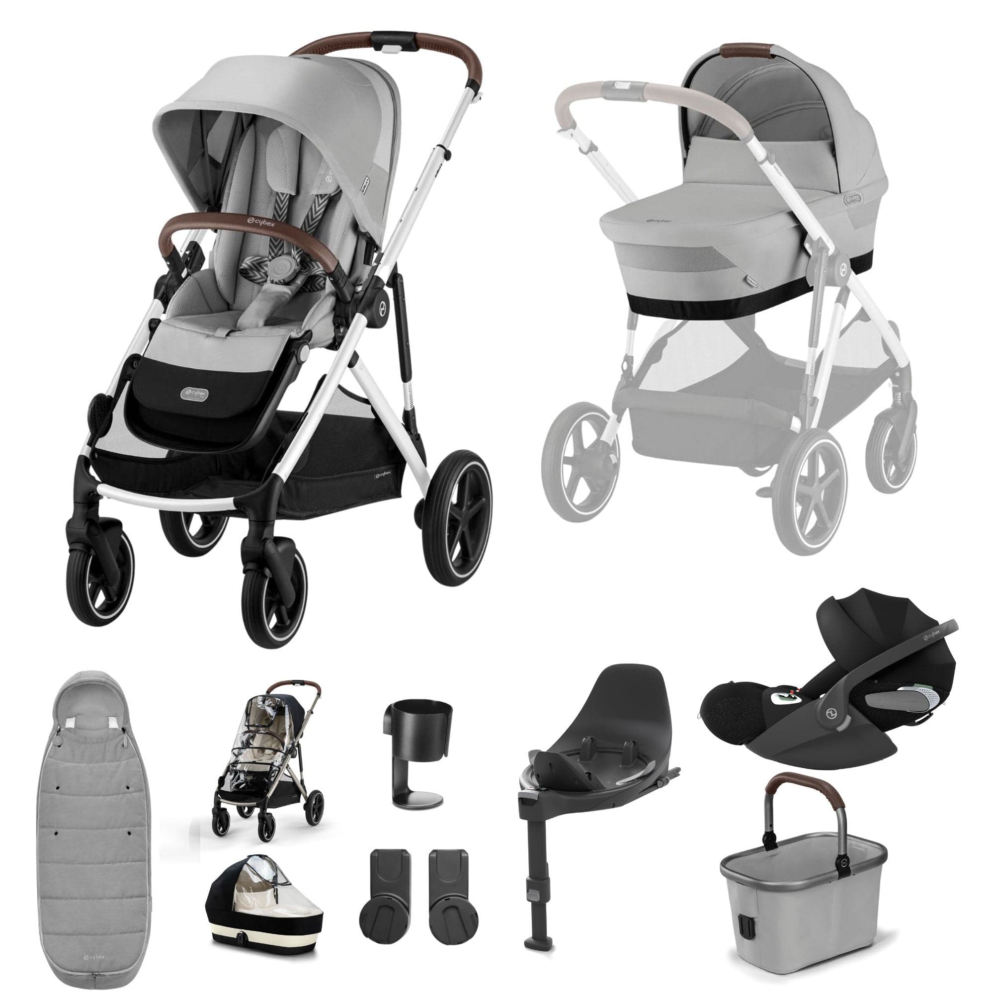 Cybex Gazelle S Luxury Bundle in Silver/Stone Grey Travel Systems 18495-STO-GRY-1 4063846478071