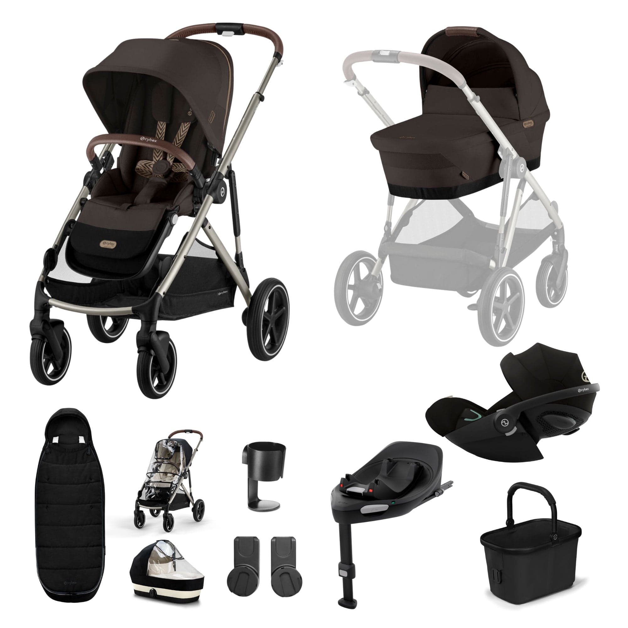 Cybex Gazelle S Luxury Bundle in Taupe/Chocolate Brown Travel Systems 19515-GAZ-LUX-G-CHB-1 4063846511389