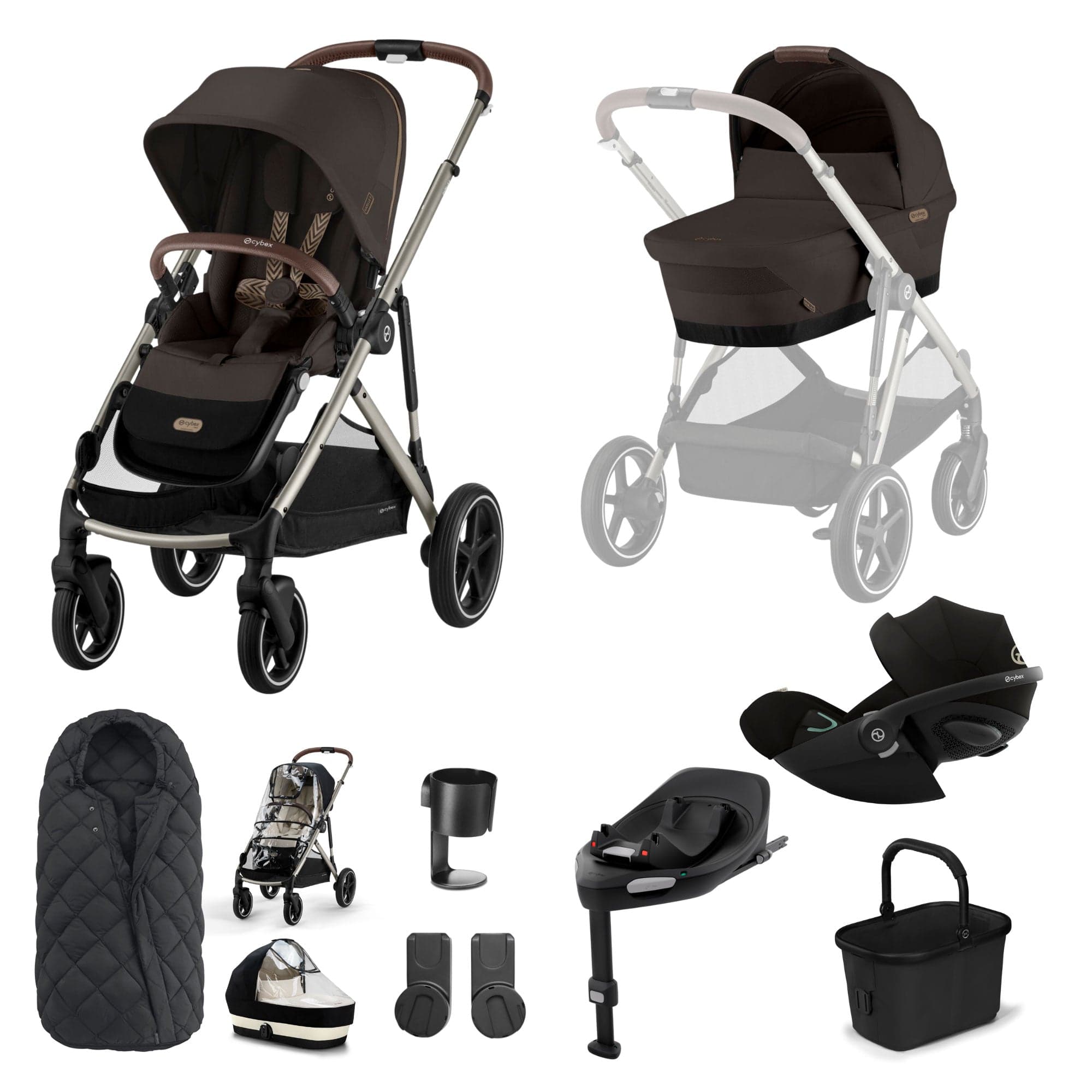 Cybex Gazelle S Luxury Bundle in Taupe/Chocolate Brown Travel Systems 19515-GAZ-LUX-G-CHB-3 4063846511389