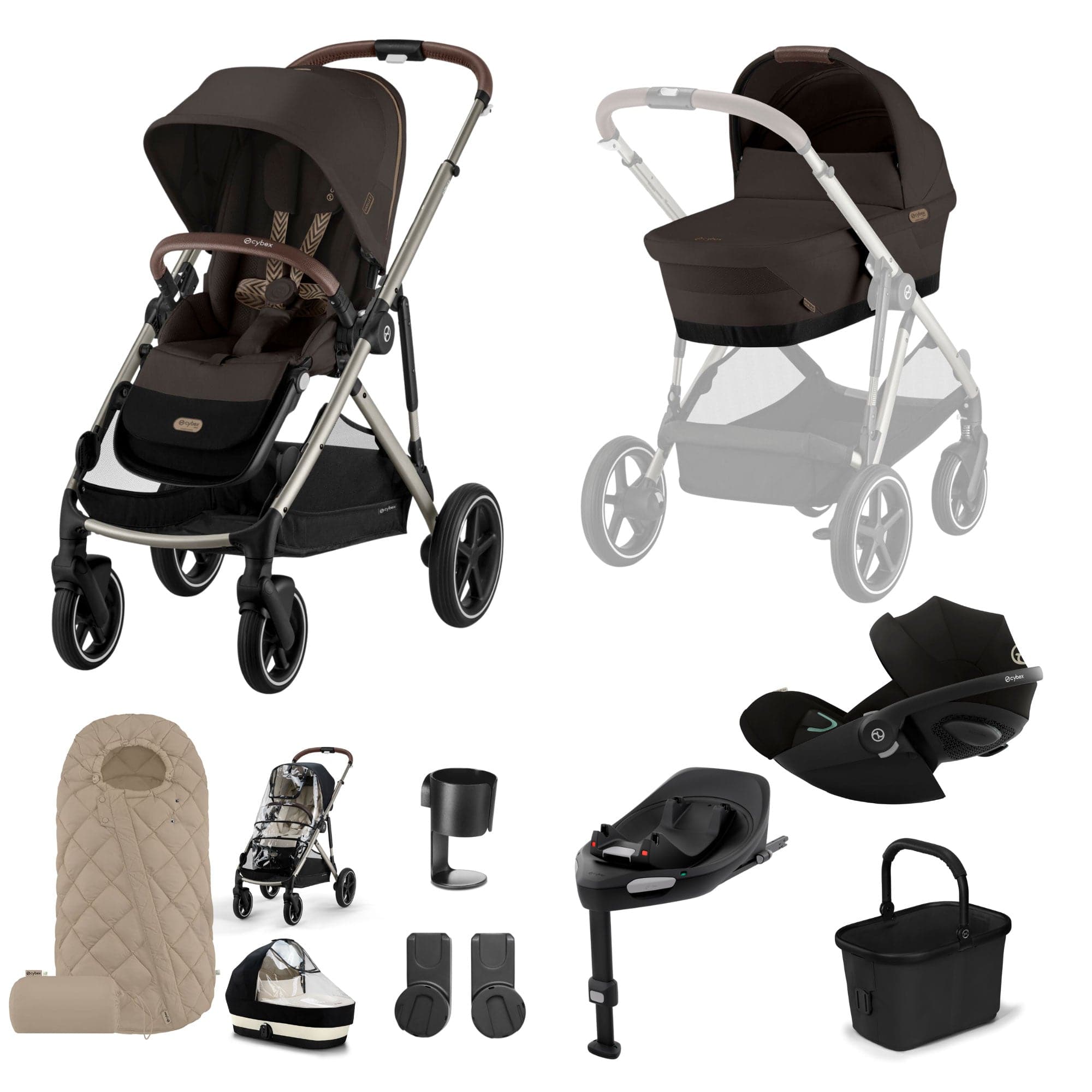 Cybex Gazelle S Luxury Bundle in Taupe/Chocolate Brown Travel Systems 19515-GAZ-LUX-G-CHB-4 4063846511389