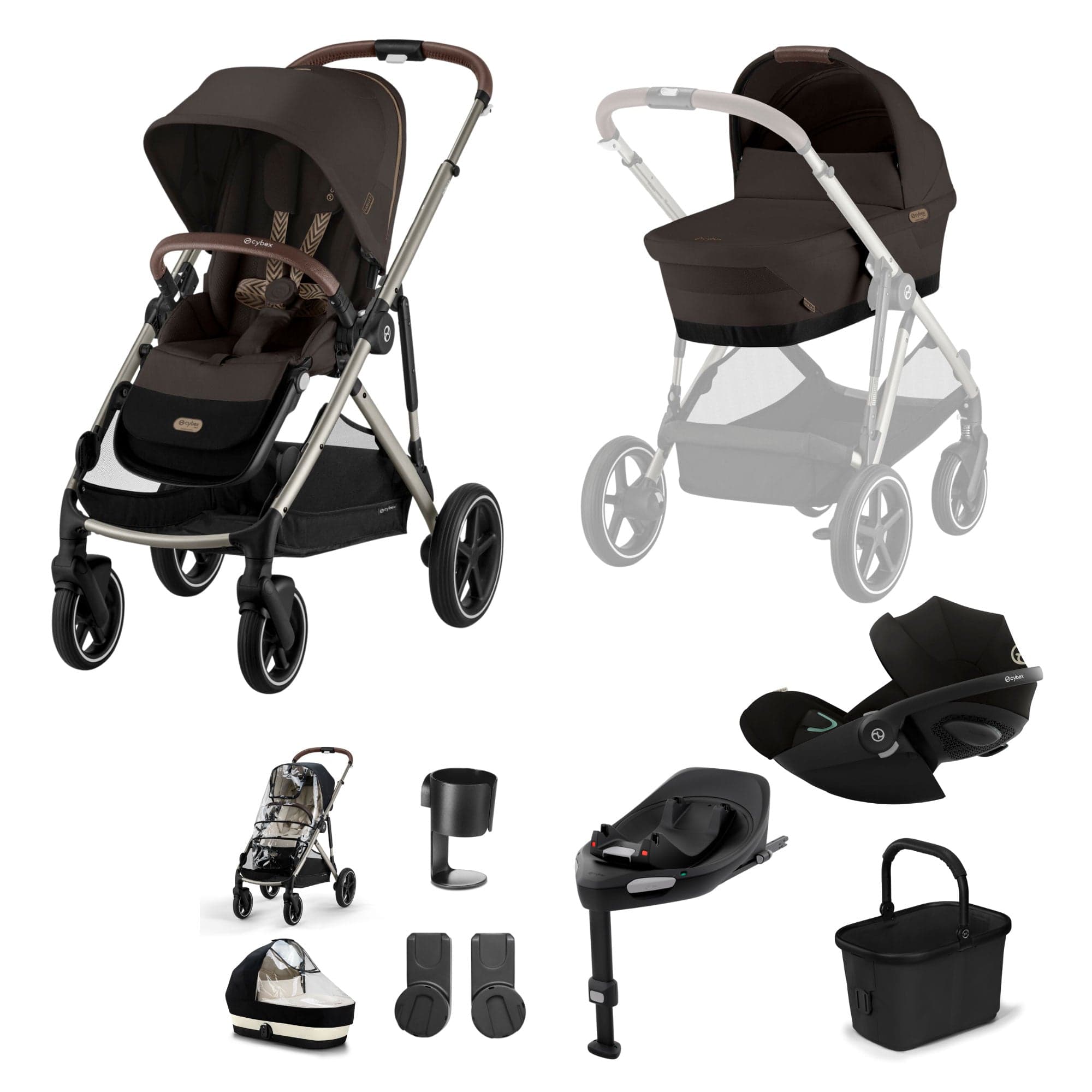 Cybex Gazelle S Luxury Bundle in Taupe/Chocolate Brown Travel Systems 19515-GAZ-LUX-G-CHB-5 4063846511389