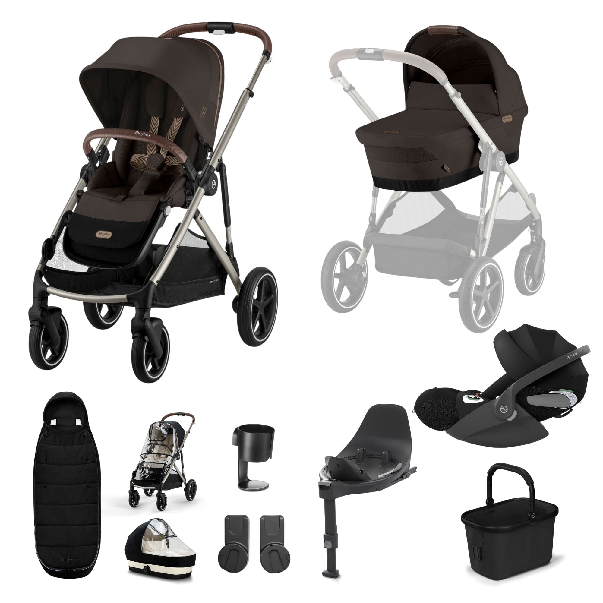 Cybex Gazelle S Luxury Bundle in Taupe/Chocolate Brown Travel Systems 19520-GAZ-LUX-T-CHB-1 4063846511389