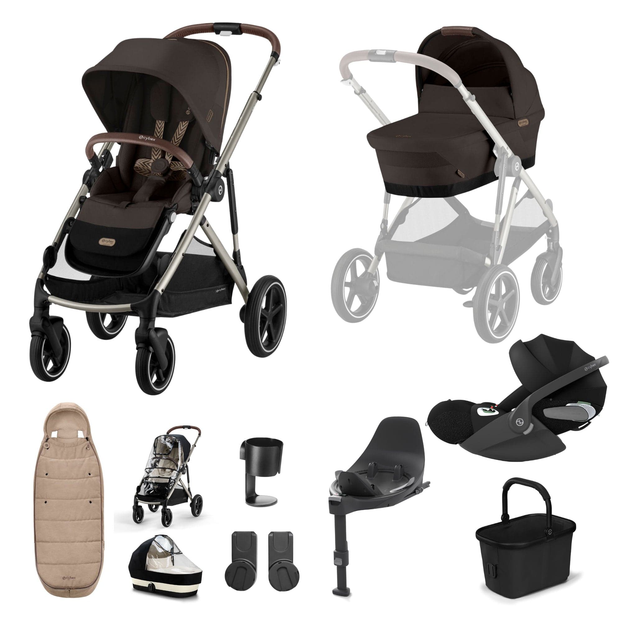 Cybex Gazelle S Luxury Bundle in Taupe/Chocolate Brown Travel Systems 19520-GAZ-LUX-T-CHB-2 4063846511389