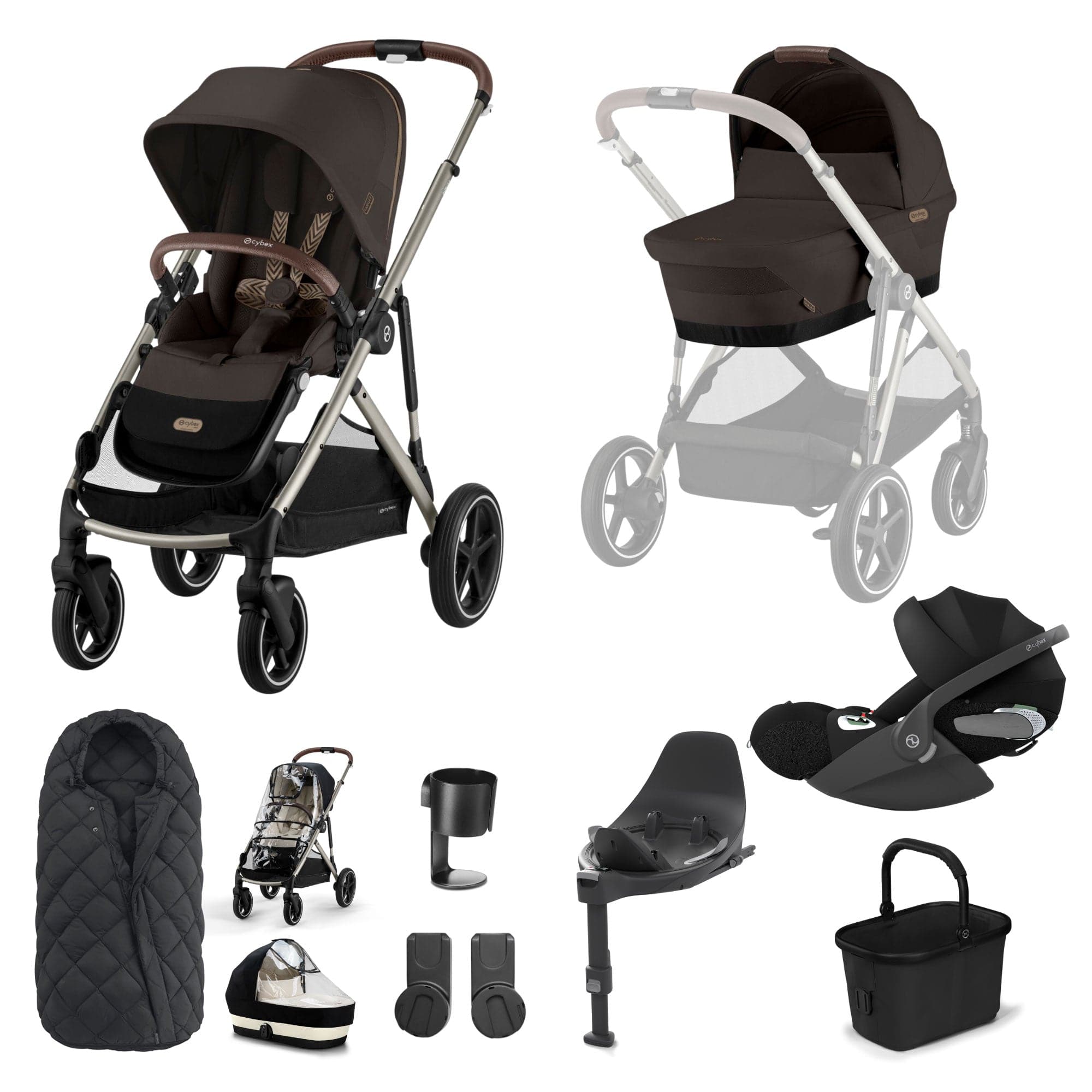 Cybex Gazelle S Luxury Bundle in Taupe/Chocolate Brown Travel Systems 19520-GAZ-LUX-T-CHB-3 4063846511389