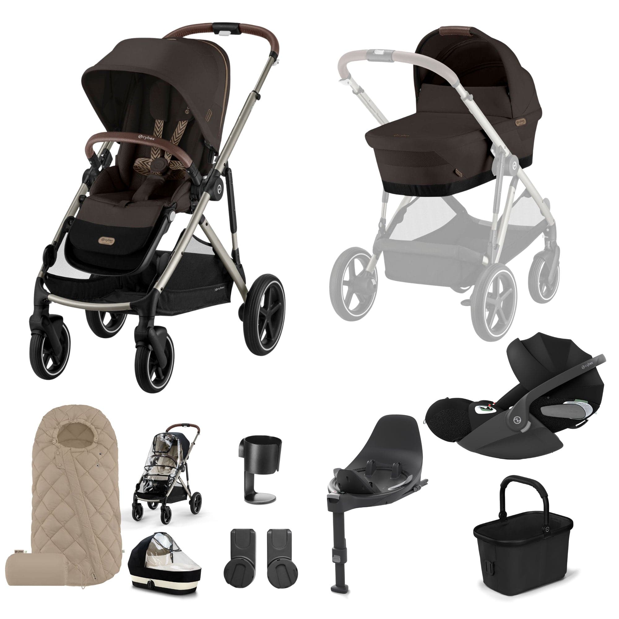 Cybex Gazelle S Luxury Bundle in Taupe/Chocolate Brown Travel Systems 19520-GAZ-LUX-T-CHB-4 4063846511389