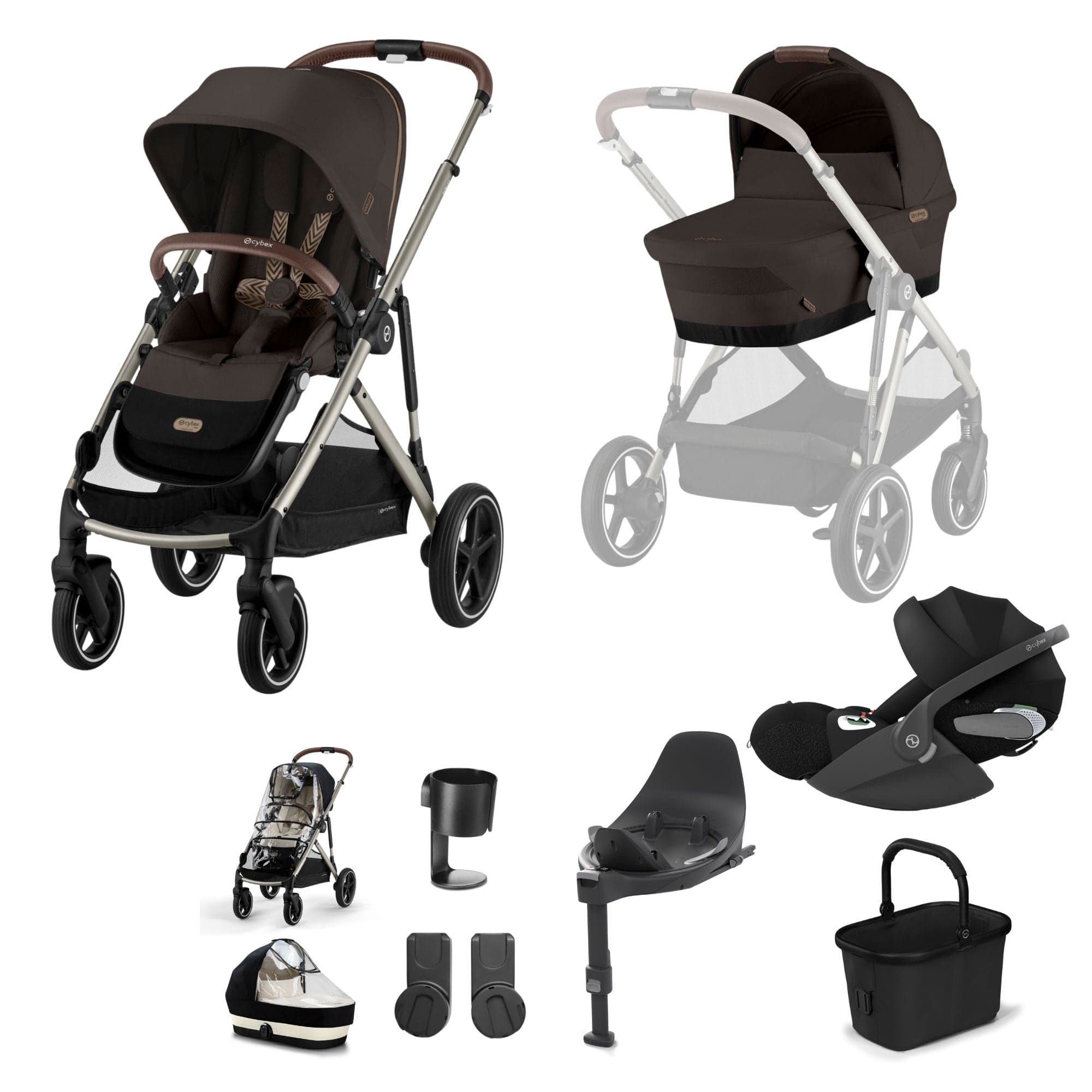 Cybex Gazelle S Luxury Bundle in Taupe/Chocolate Brown Travel Systems 19520-GAZ-LUX-T-CHB-5 4063846511389