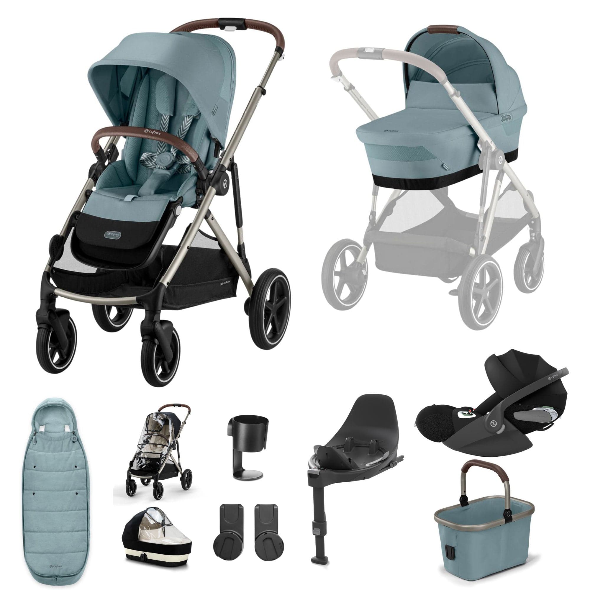 Cybex Gazelle S Luxury Bundle in Taupe/Stormy Blue Travel Systems 18501-STO-BLU-1 4063846478125