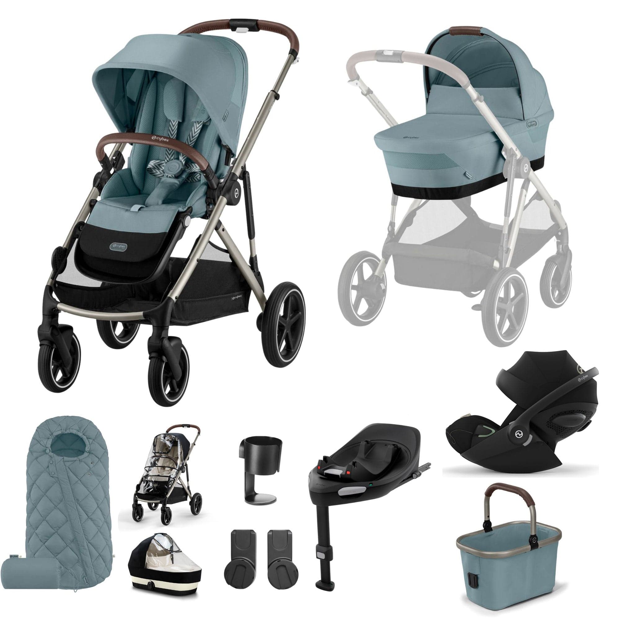 Cybex Gazelle S Luxury Bundle in Taupe/Stormy Blue Travel Systems 18501-STO-BLU-2 4063846478125