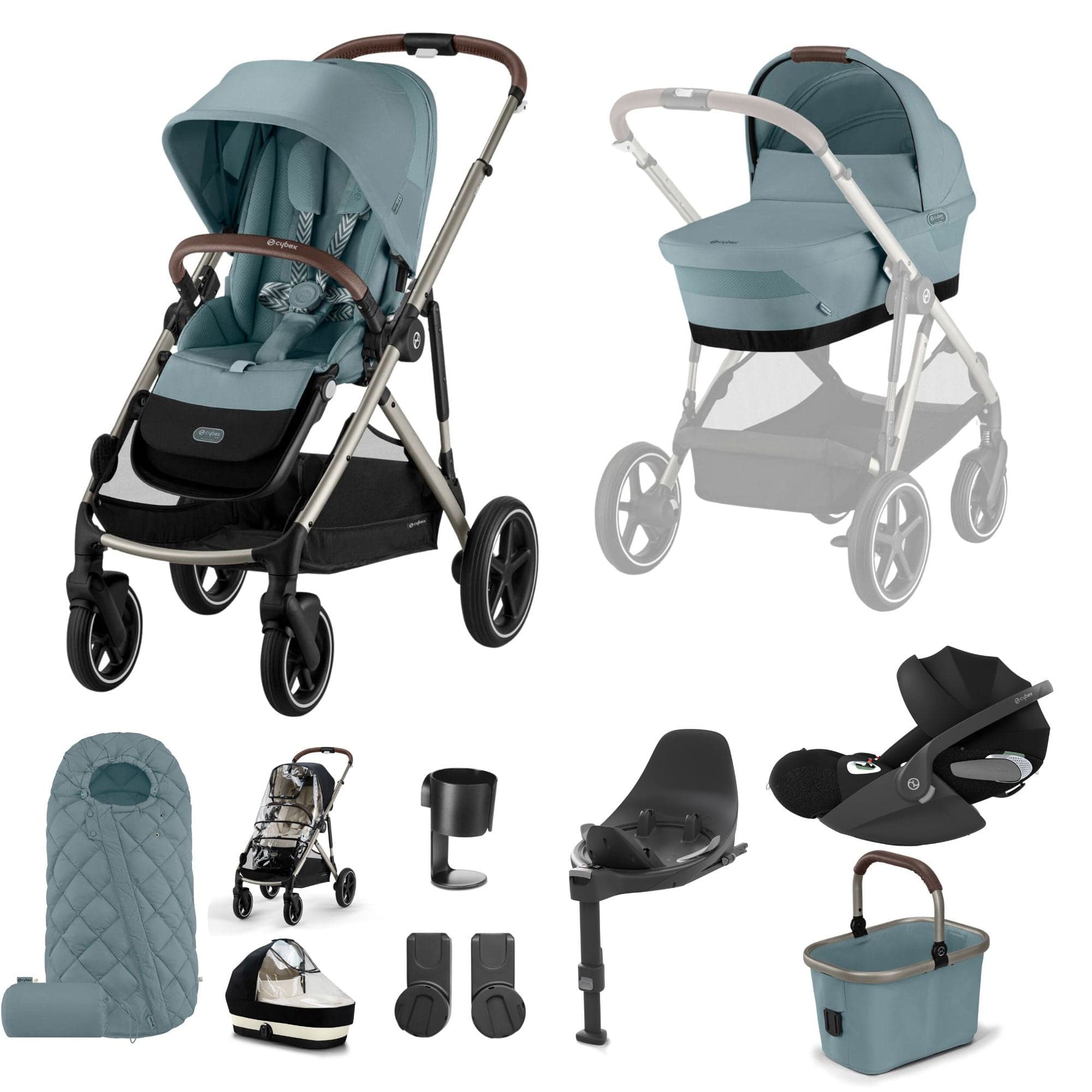 Cybex Gazelle S Luxury Bundle in Taupe/Stormy Blue Travel Systems 18501-STO-BLU-3 4063846478125