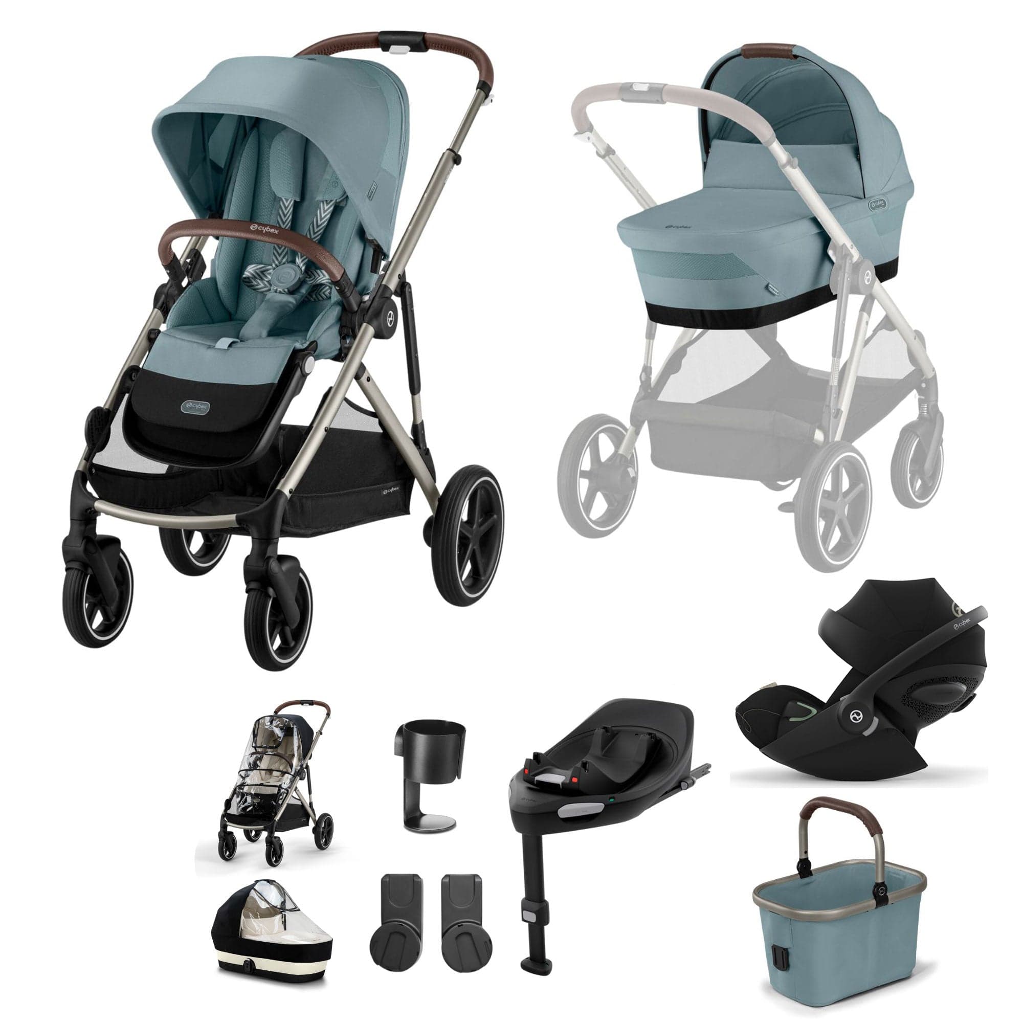 Cybex Gazelle S Luxury Bundle in Taupe/Stormy Blue Travel Systems 18501-STO-BLU-4 4063846478125
