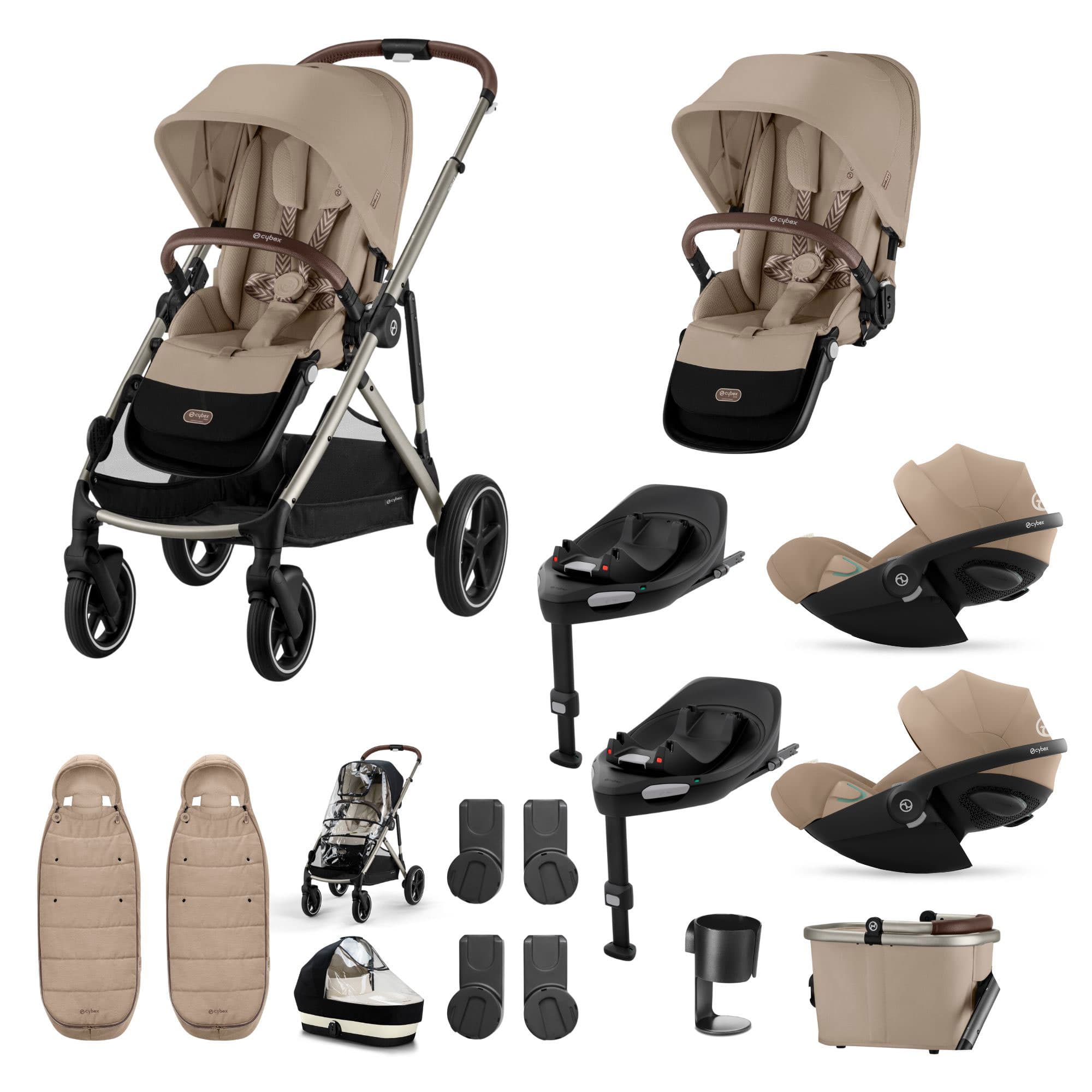 Cybex Gazelle S Twin Luxury Pushchair Bundle in Almond Beige Travel Systems 20391-TWN-LUX-ALM-1 4063846466047