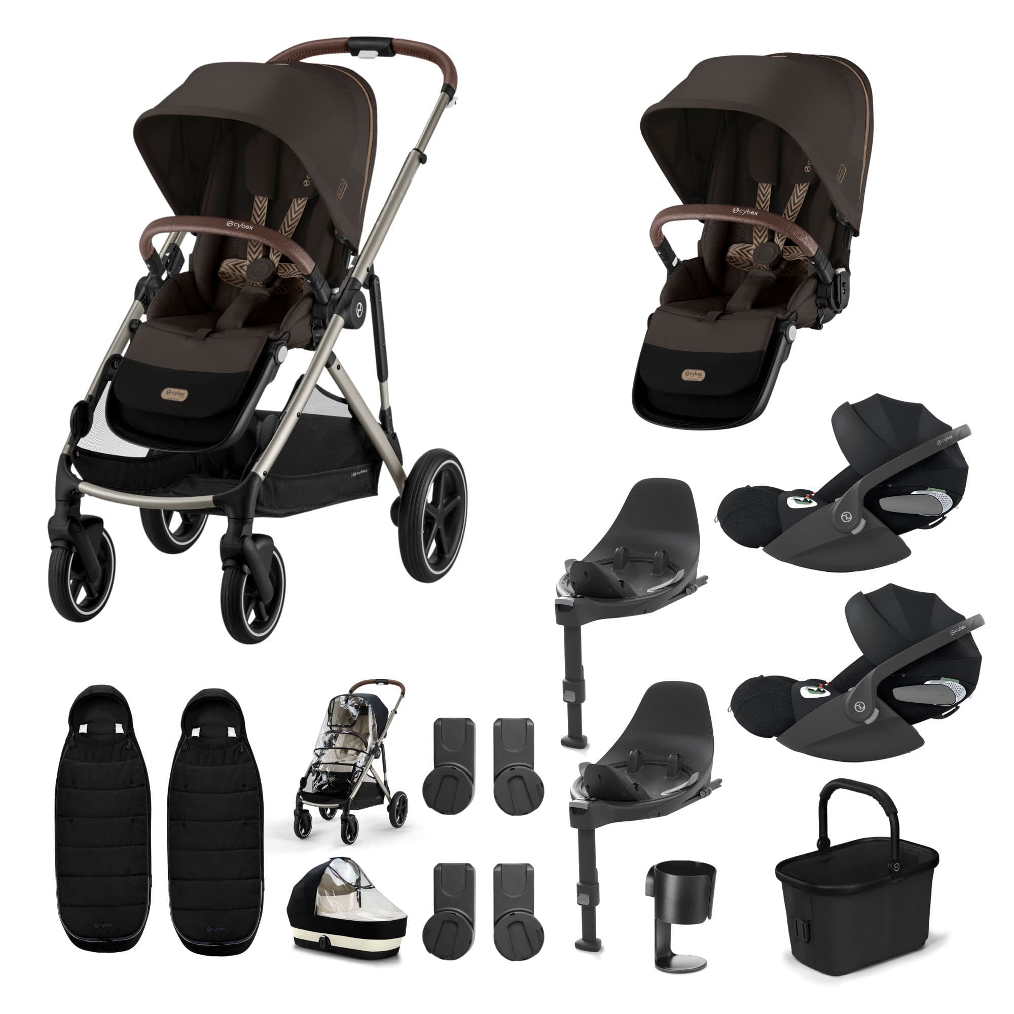 Cybex Gazelle S Twin Luxury Pushchair Bundle in Chocolate Brown Travel Systems 20391-TWN-LUX-CHO-2 4063846511662