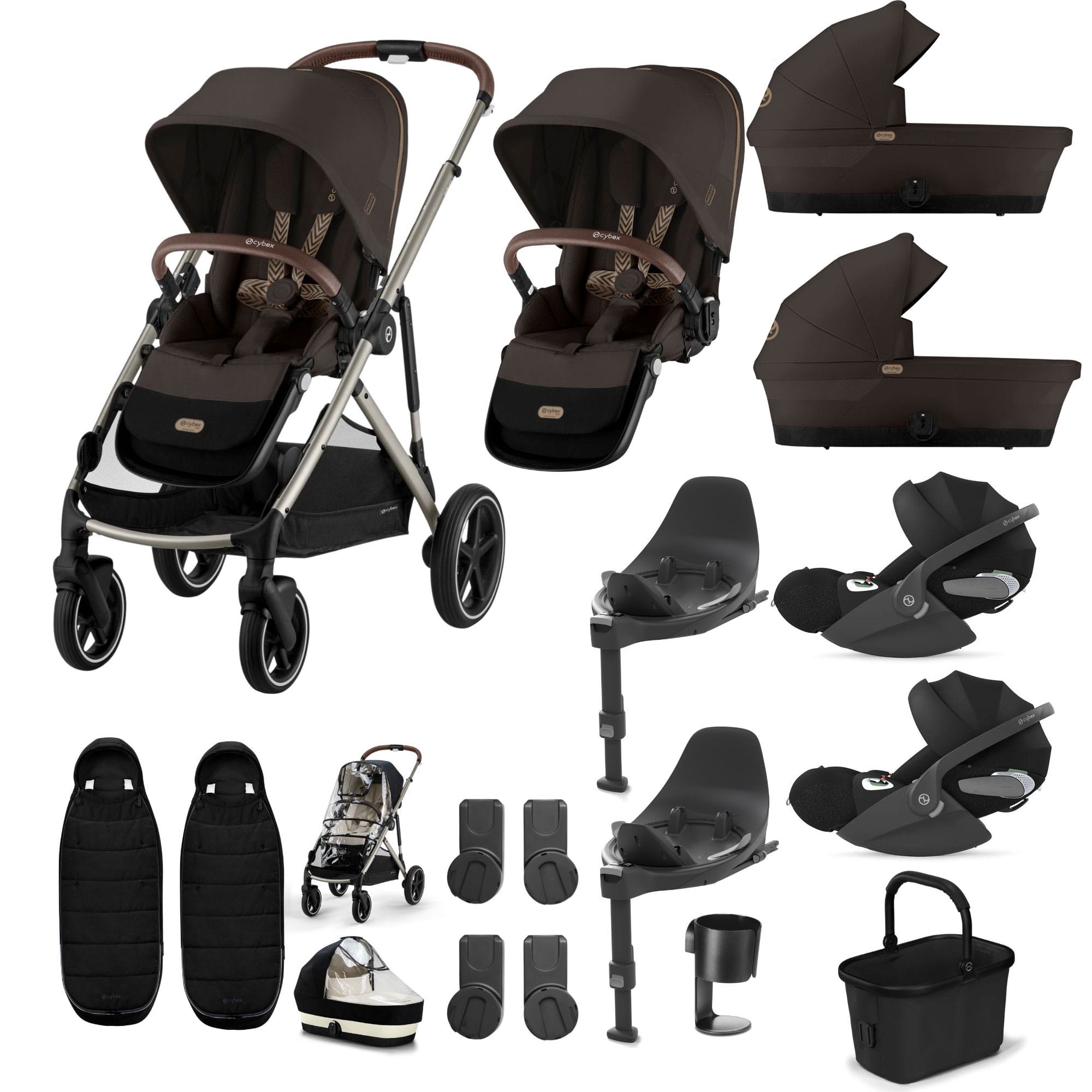 Cybex Gazelle S Twin Luxury Pushchair Bundle in Chocolate Brown Travel Systems 20391-TWN-LUX-CHO-8 4063846511662