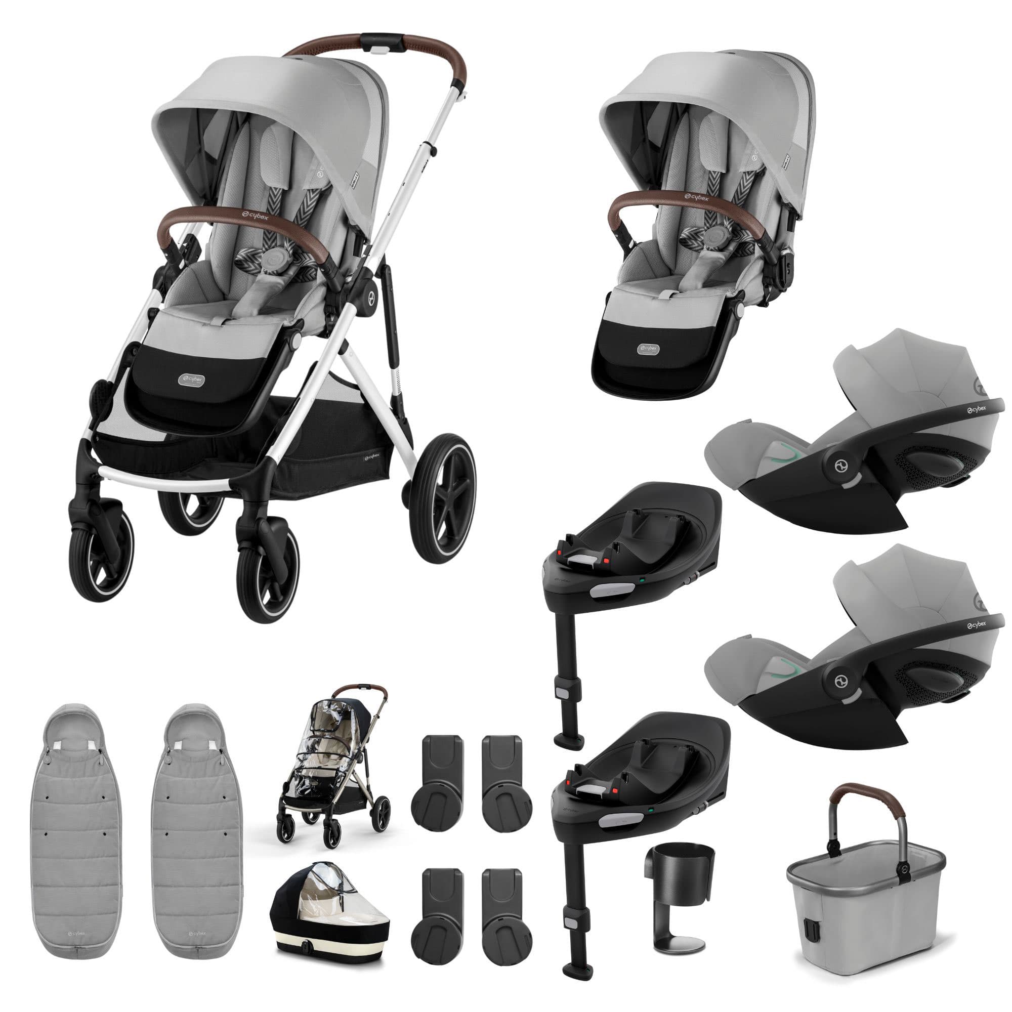 Cybex Gazelle S Twin Luxury Pushchair Bundle in Stone Grey Travel Systems 20391-TWN-LUX-STO-1 4063846465880