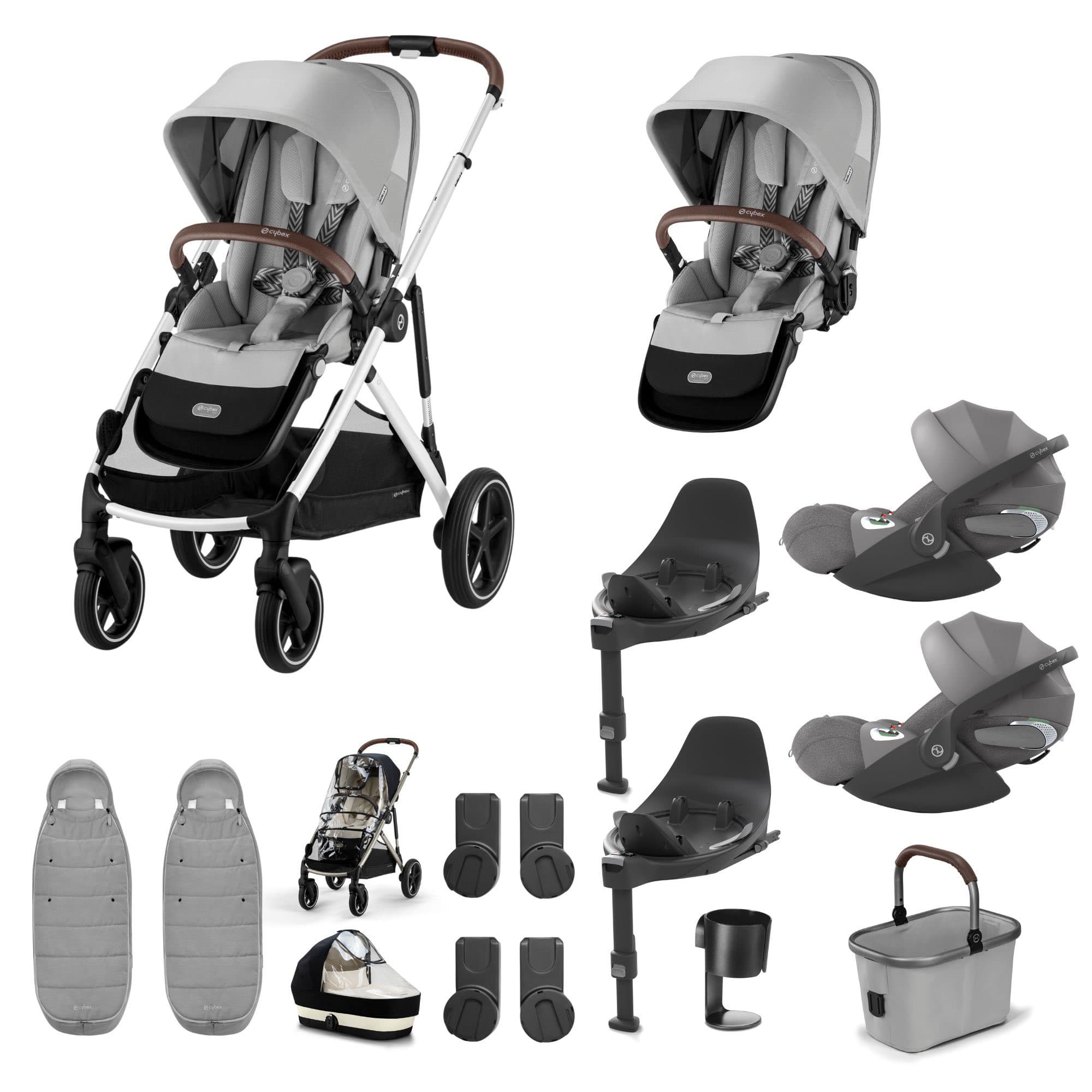Cybex Gazelle S Twin Luxury Pushchair Bundle in Stone Grey Travel Systems 20391-TWN-LUX-STO-2 4063846465880