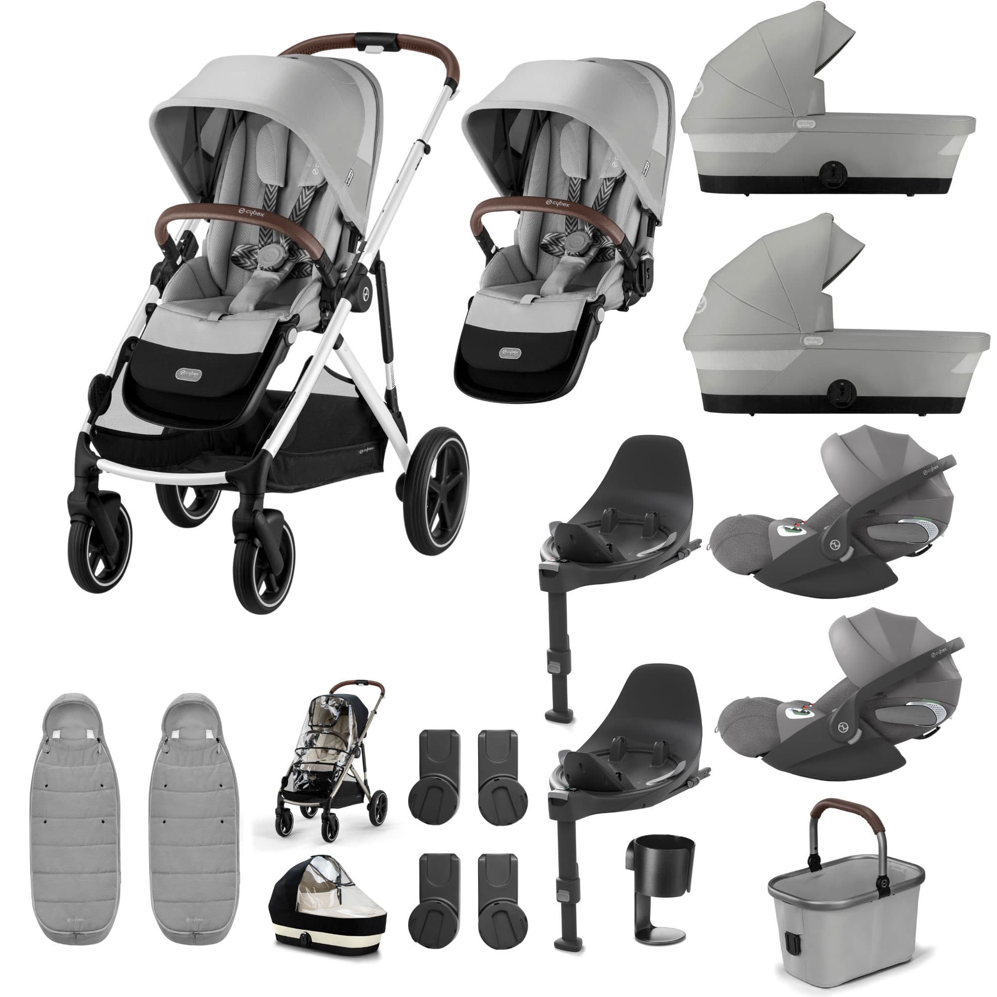 Cybex Gazelle S Twin Luxury Pushchair Bundle in Stone Grey Travel Systems 20391-TWN-LUX-STO-4 4063846465880
