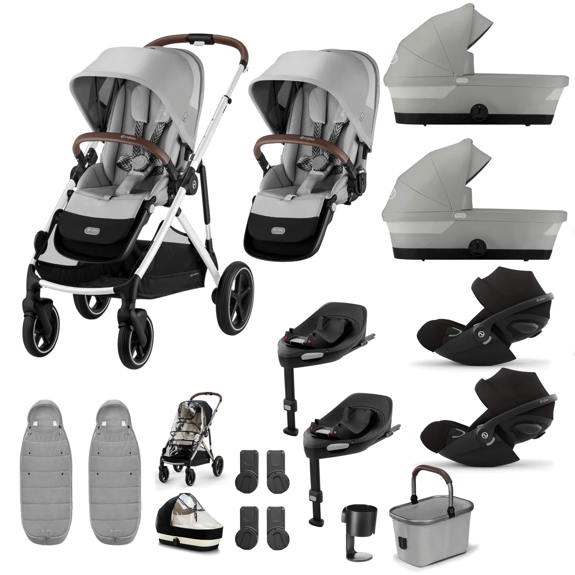 Cybex Gazelle S Twin Luxury Pushchair Bundle in Stone Grey Travel Systems 20391-TWN-LUX-STO-7 4063846465880