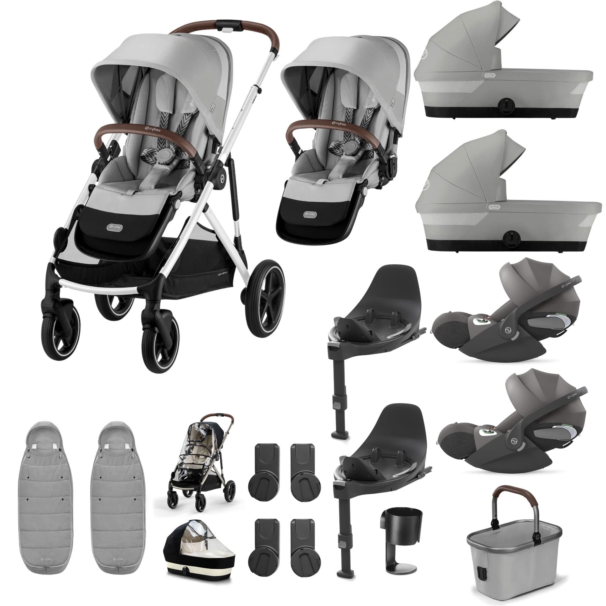 Cybex Gazelle S Twin Luxury Pushchair Bundle in Stone Grey Travel Systems 20391-TWN-LUX-STO-8 4063846465880