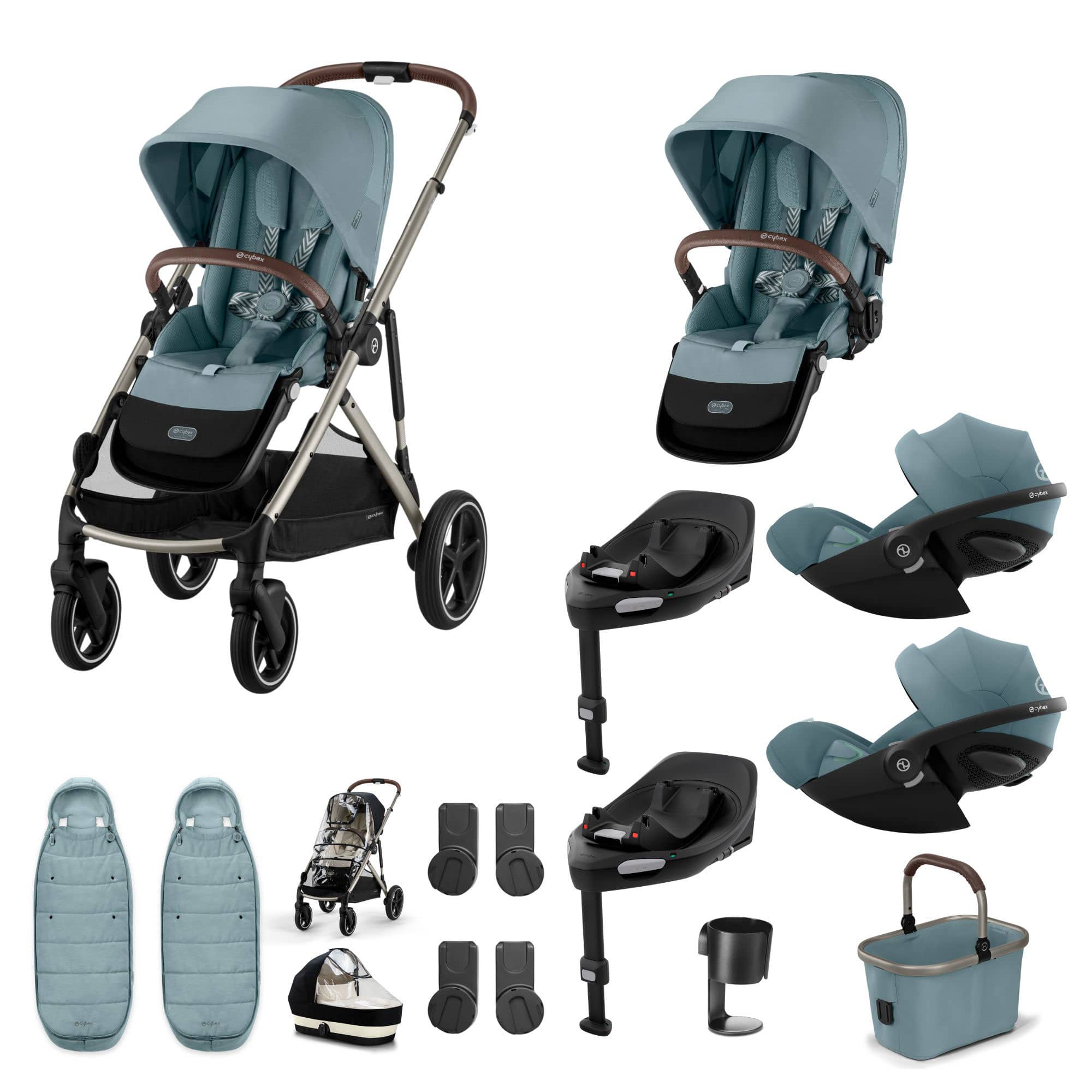 Cybex Gazelle S Twin Luxury Pushchair Bundle in Stormy Blue Travel Systems 20391-TWN-LUX-BLU-1 4063846465965