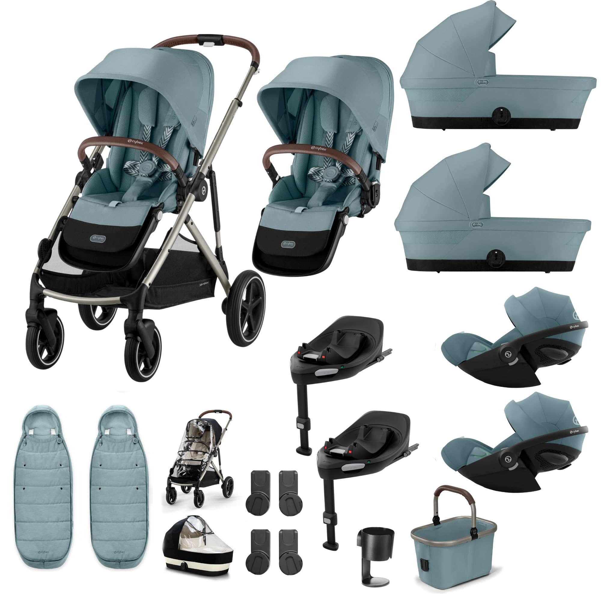 Cybex Gazelle S Twin Luxury Pushchair Bundle in Stormy Blue Travel Systems 20391-TWN-LUX-BLU-3 4063846465965