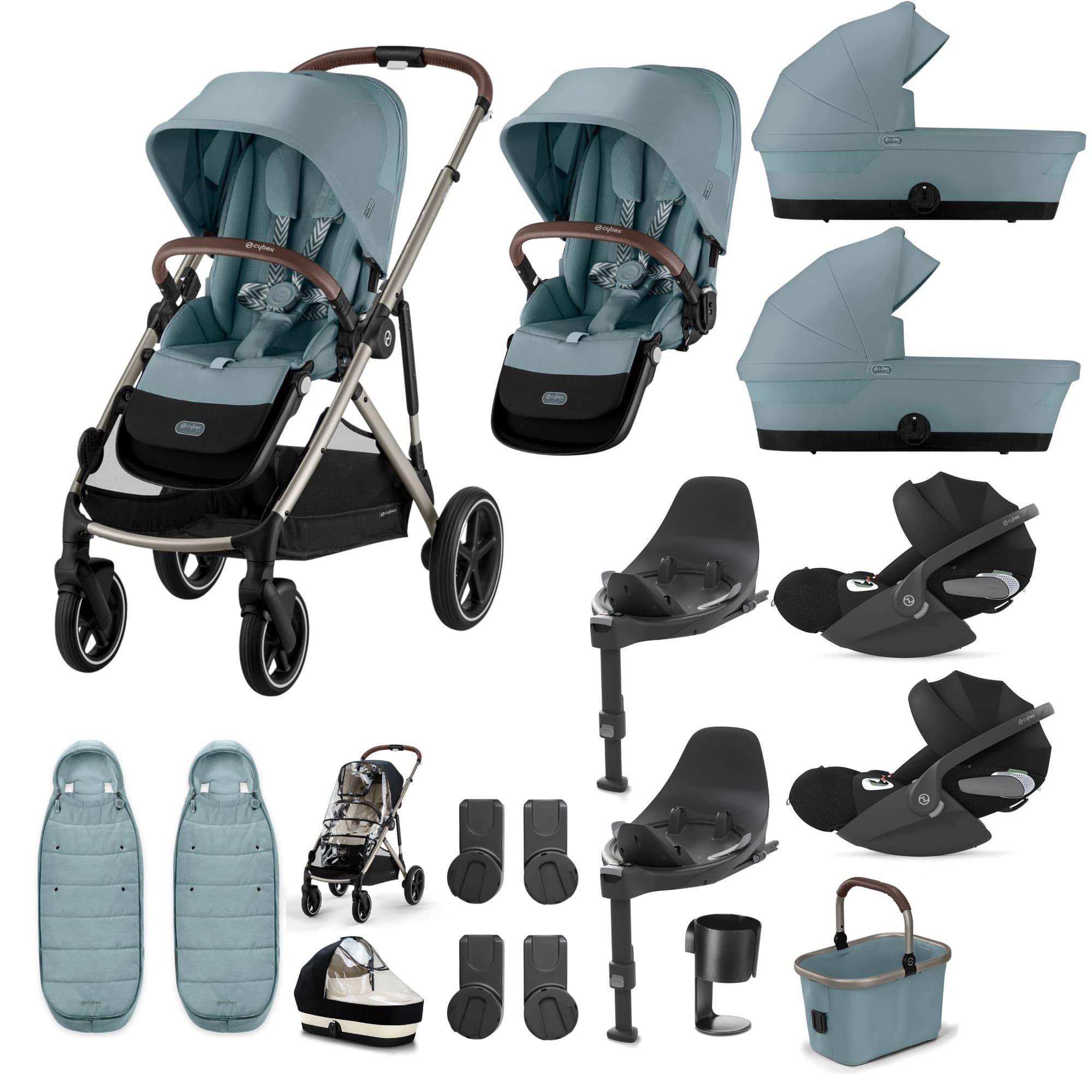 Cybex Gazelle S Twin Luxury Pushchair Bundle in Stormy Blue Travel Systems 20391-TWN-LUX-BLU-4 4063846465965