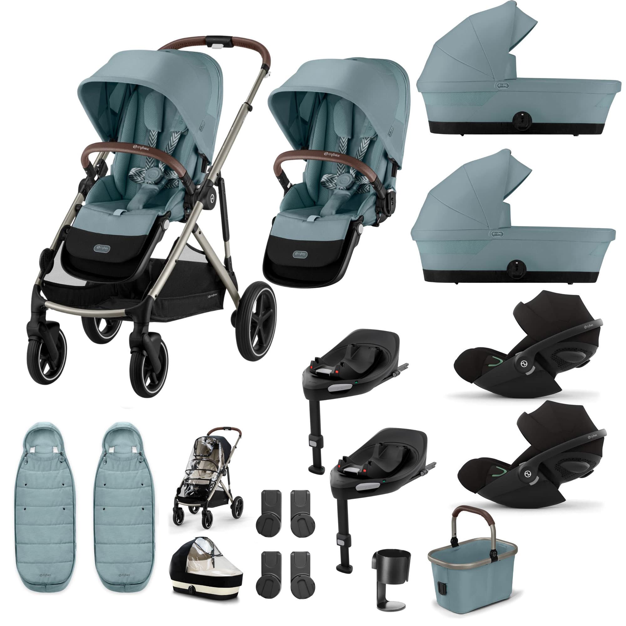 Cybex Gazelle S Twin Luxury Pushchair Bundle in Stormy Blue Travel Systems 20391-TWN-LUX-BLU-7 4063846465965