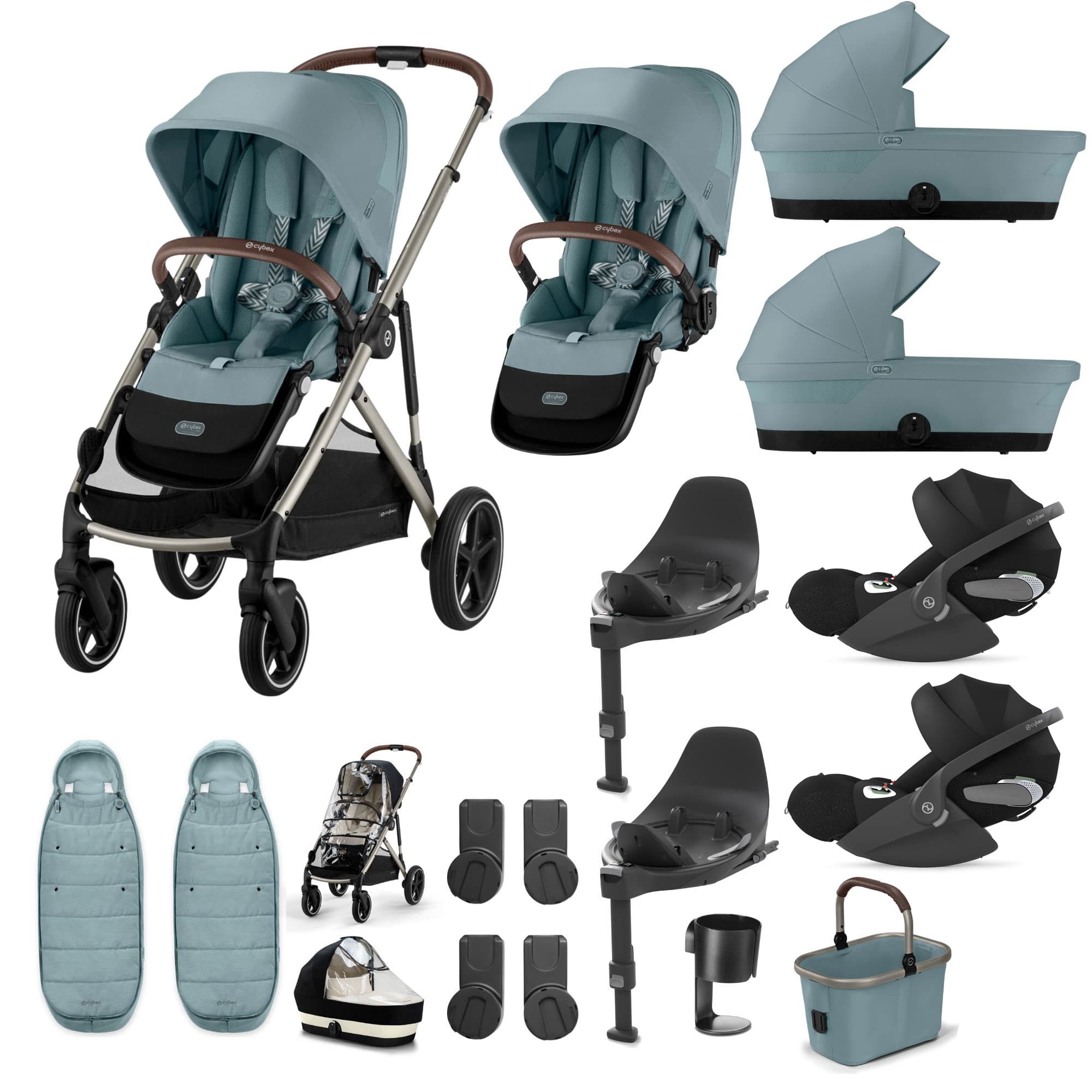 Cybex Gazelle S Twin Luxury Pushchair Bundle in Stormy Blue Travel Systems 20391-TWN-LUX-BLU-8 4063846465965