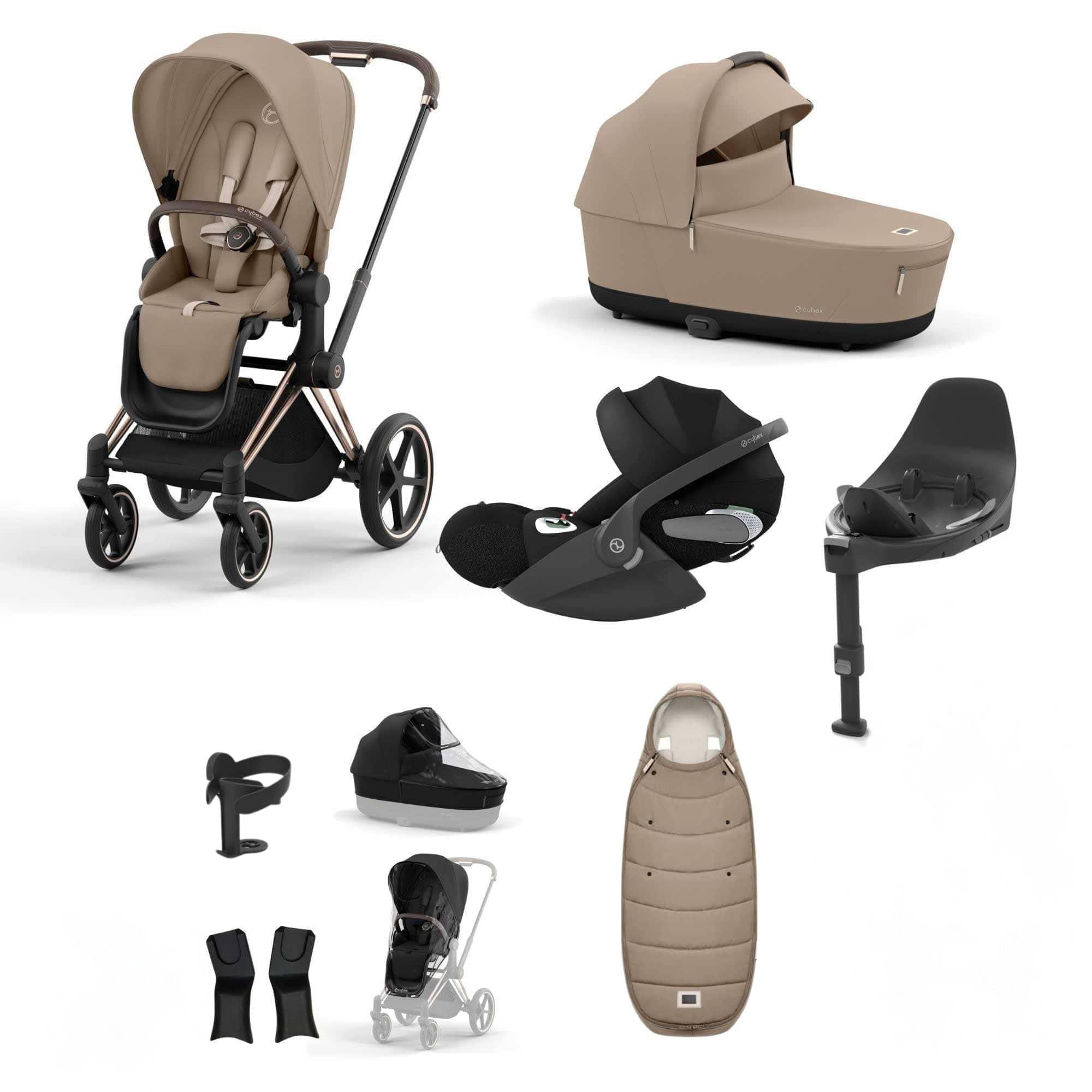 Cybex Priam Bundle With Cloud T in Cozy Beige Travel Systems 19696-RSG-CLT-CZY-BEI-a 4063846452576
