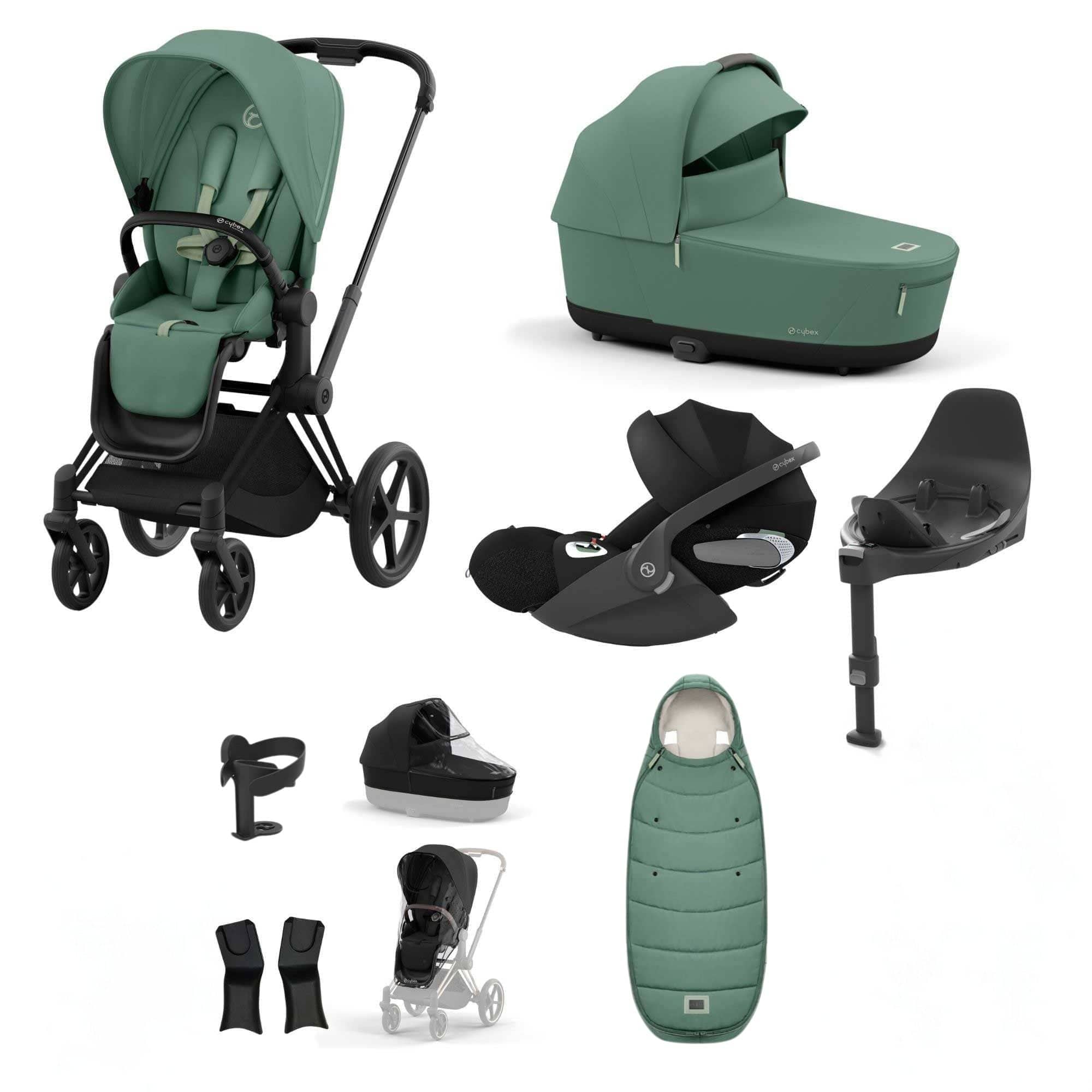 Cybex Priam Bundle With Cloud T in Leaf Green Travel Systems 19689-MAT-CLT-LEF-GRN-a 4063846415694