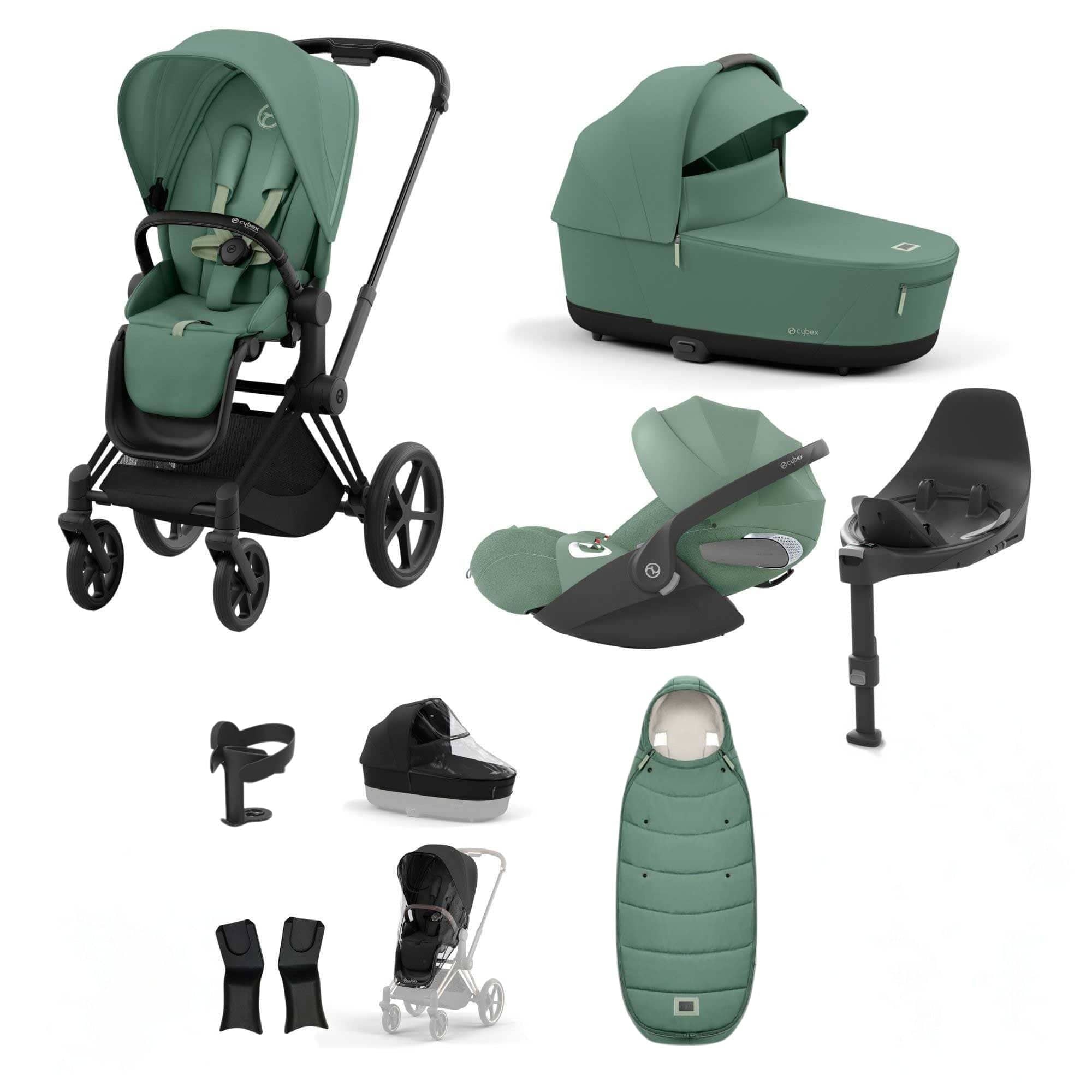 Cybex Priam Bundle With Cloud T in Leaf Green Travel Systems 19694-MAT-CLT-PLUS-LEF-GRN-a 4063846415694