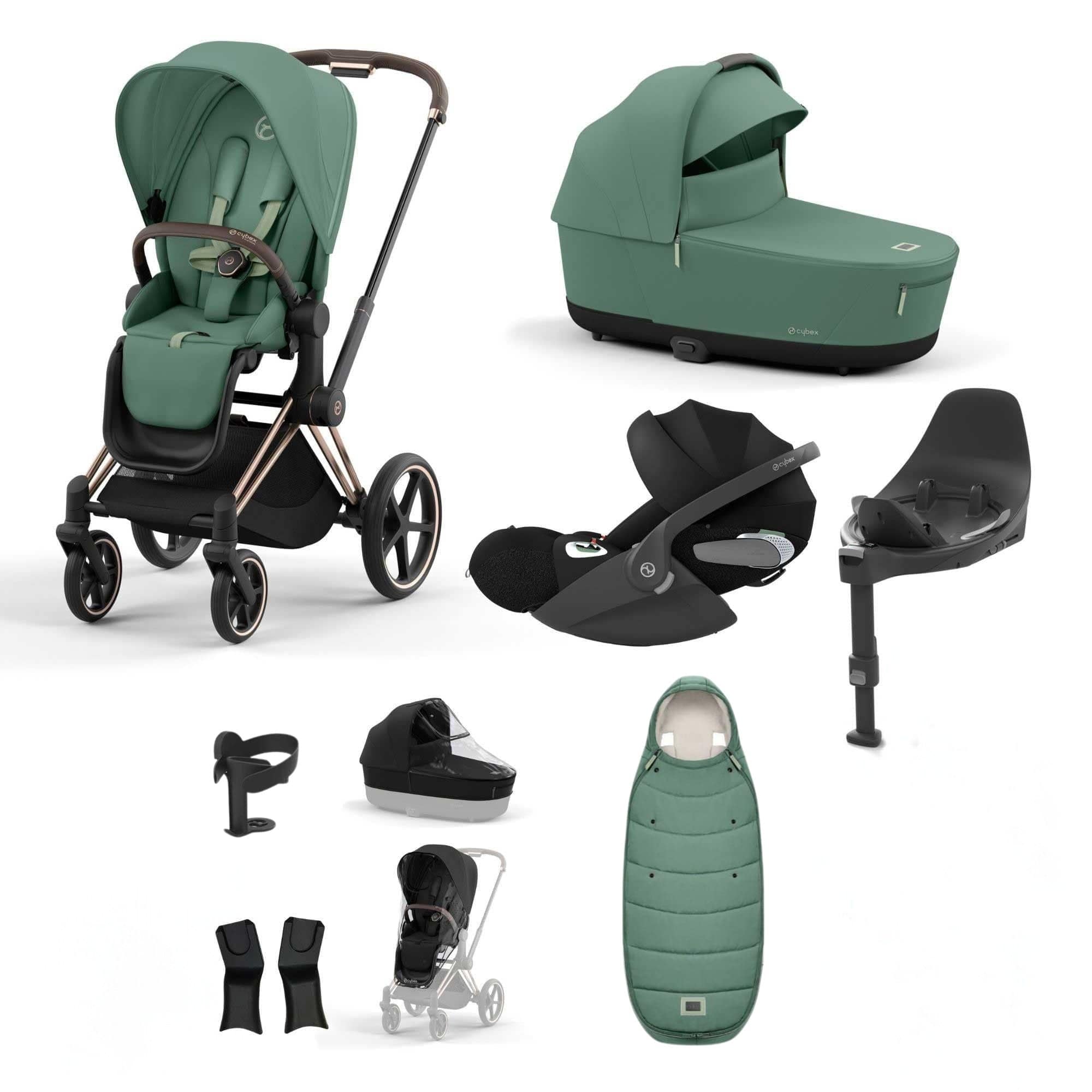 Cybex Priam Bundle With Cloud T in Leaf Green Travel Systems 19699-RSG-CLT-LEF-GRN-a 4063846415694