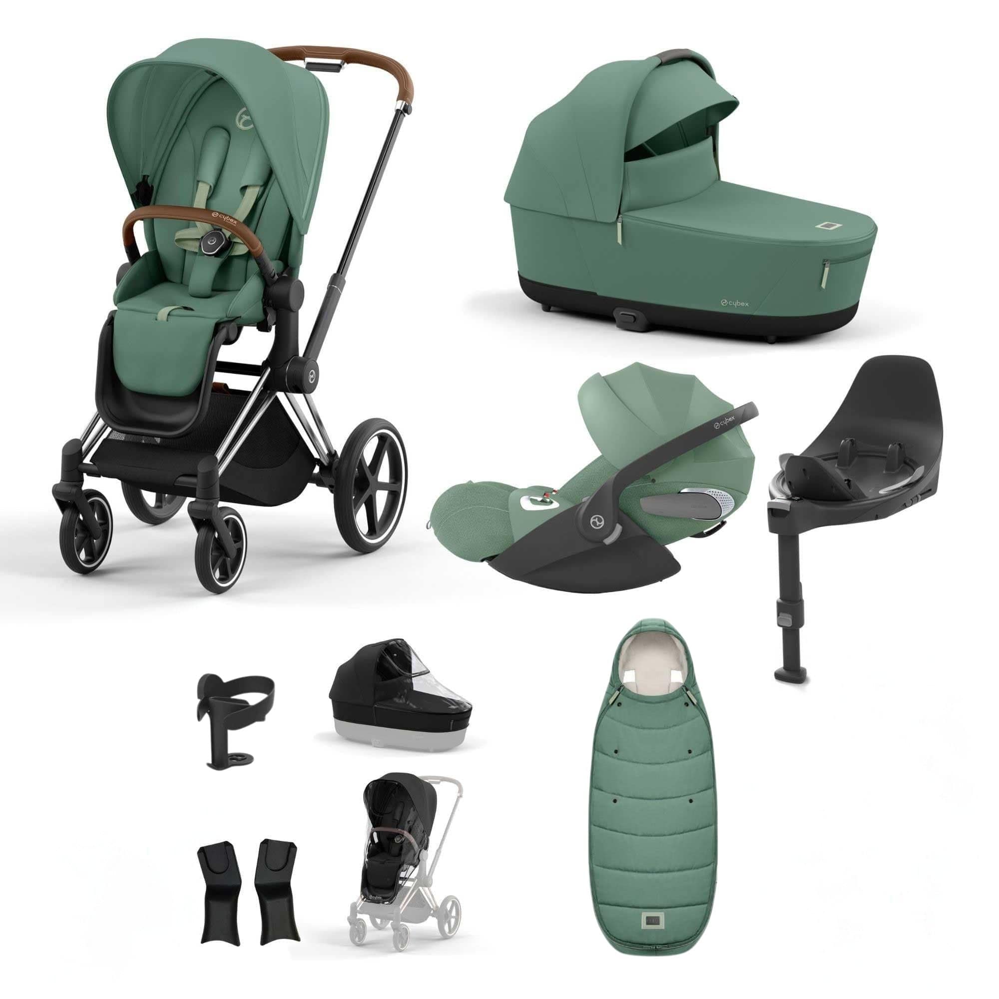Cybex Priam Bundle With Cloud T in Leaf Green Travel Systems 19745-CHB-CLT-PLUS-LEF-GRN-a 4063846415694