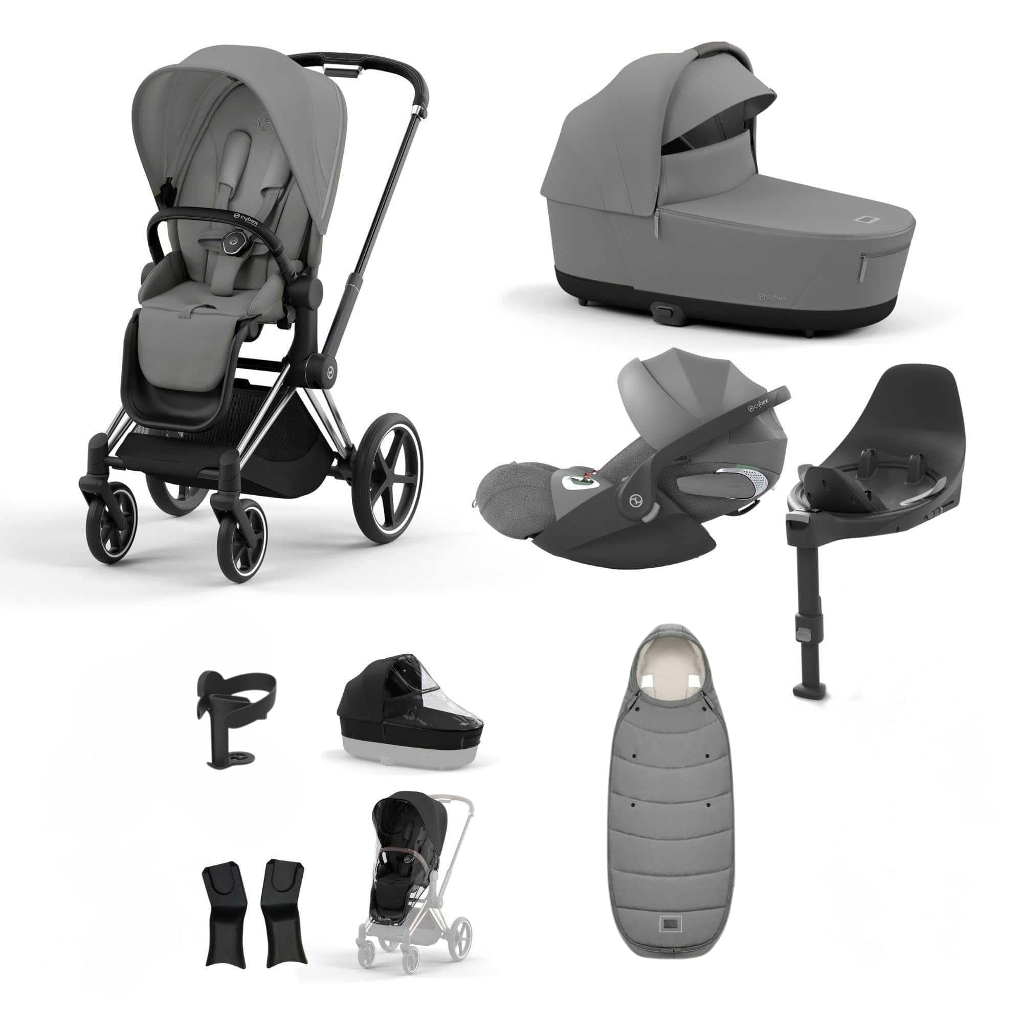 Cybex Priam Bundle With Cloud T in Mirage Grey Travel Systems 19683-CHR-CLT-PLUS-MIR-GRY-a 4063846415458