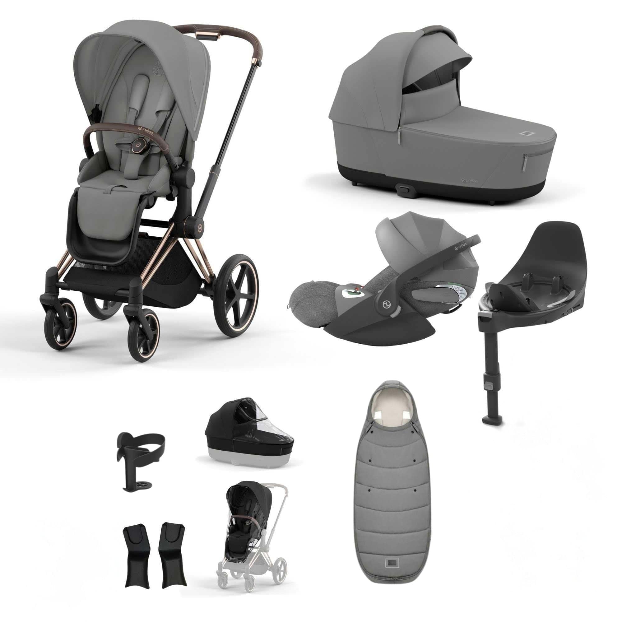 Cybex Priam Bundle With Cloud T in Mirage Grey Travel Systems 19703-RSG-CLT-PLUS-MIR-GRY-a 4063846415458