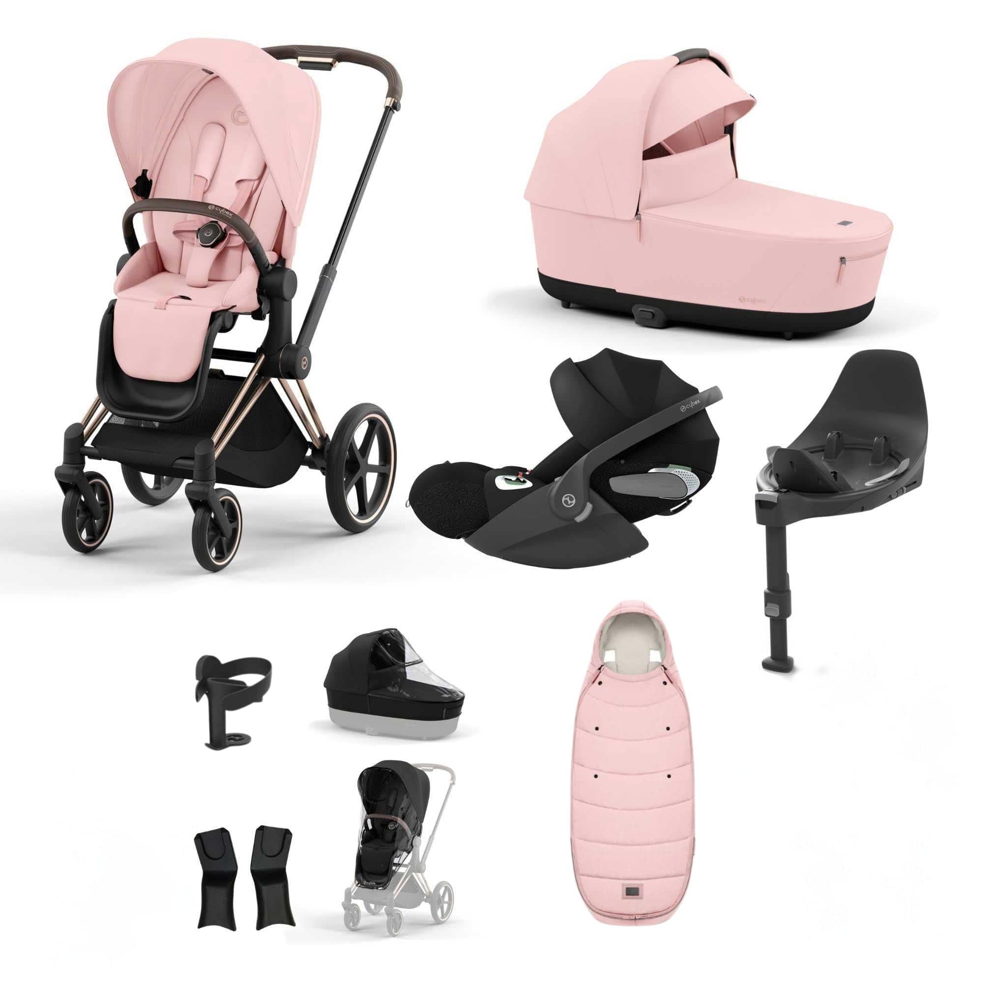Cybex Priam Bundle With Cloud T in Peach Pink Travel Systems 19697-RSG-CLT-PCH-PNK-a 4063846415618