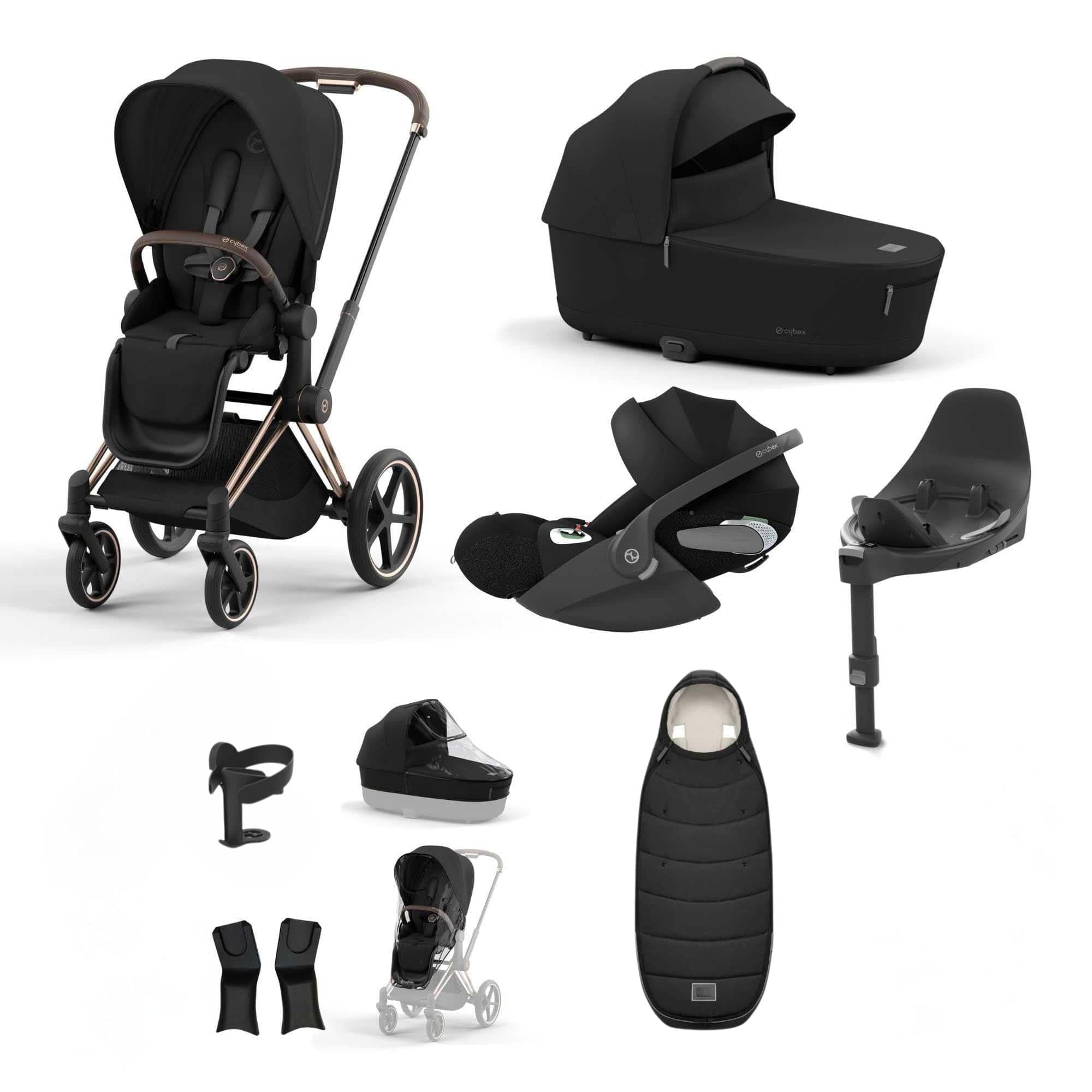 Cybex Priam Bundle With Cloud T in Sepia Black Travel Systems 19700-RSG-CLT-SEP-BLK-a 4063846415373