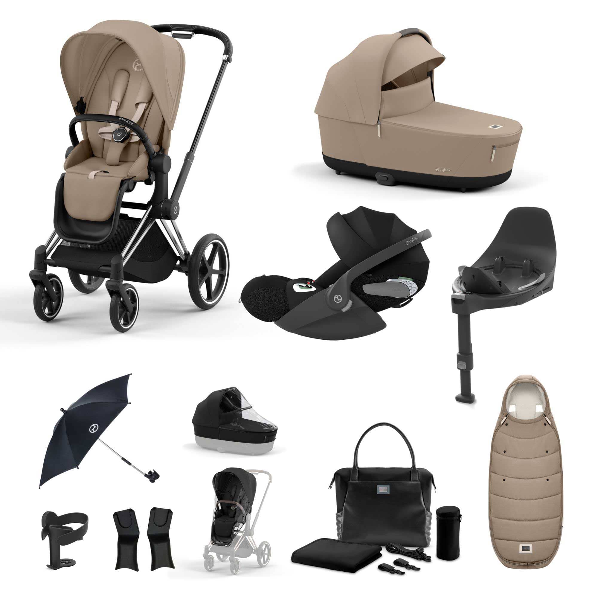 Cybex Priam Travel System With Cloud T in Cozy Beige Travel Systems 19675-CHR-CLT-CZY-BEI 4063846452576